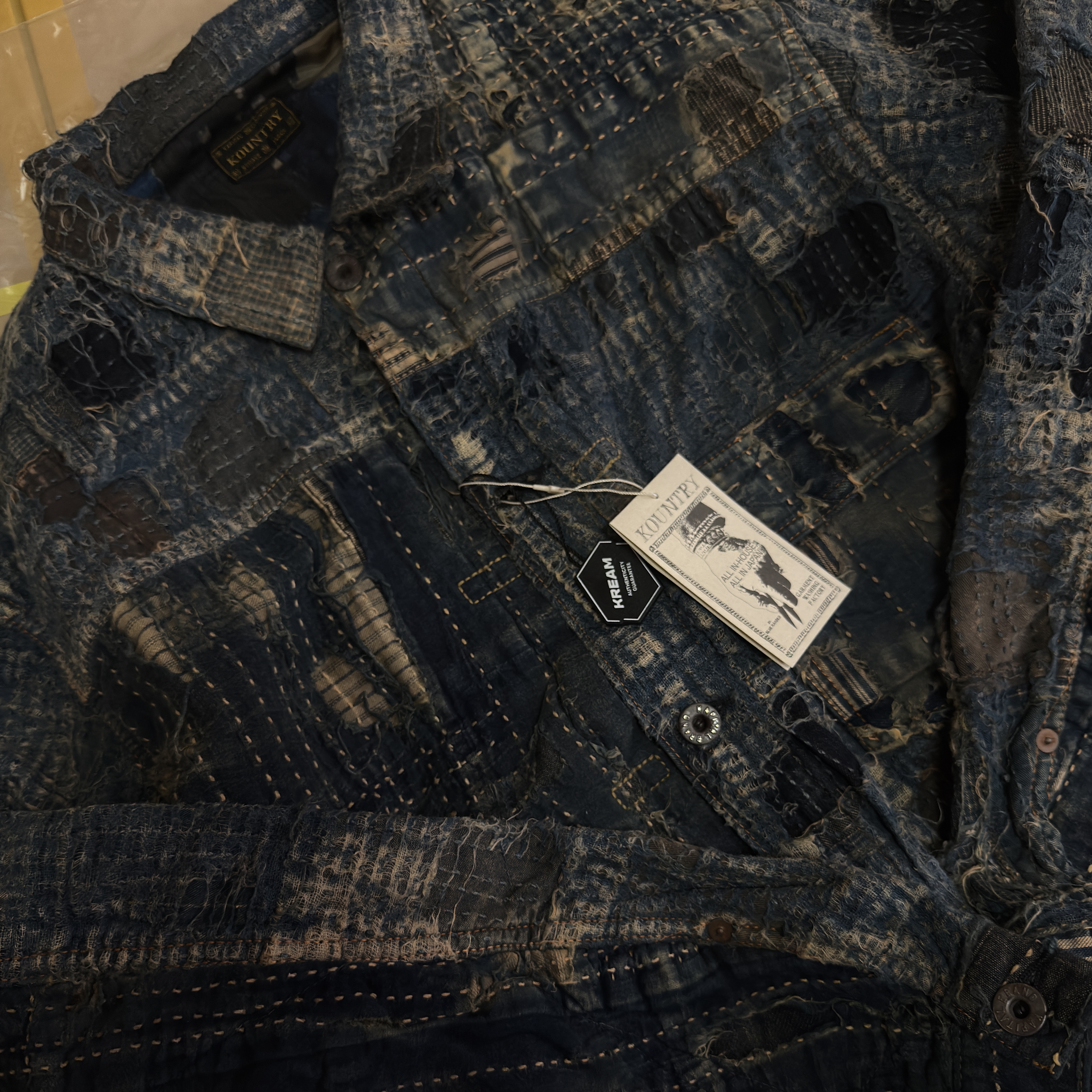 Kapital Boro Spring 1st Jacket Indigo, Kapital Black Tea-Core Boro Spring 1st Jacket Black 착용 스타일 - 1