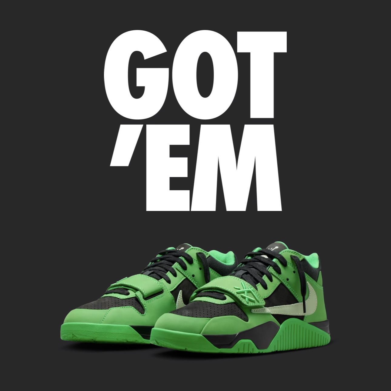 Jordan x Travis Scott Jumpman Jack TR Green Spark Vapor Green 착용 스타일