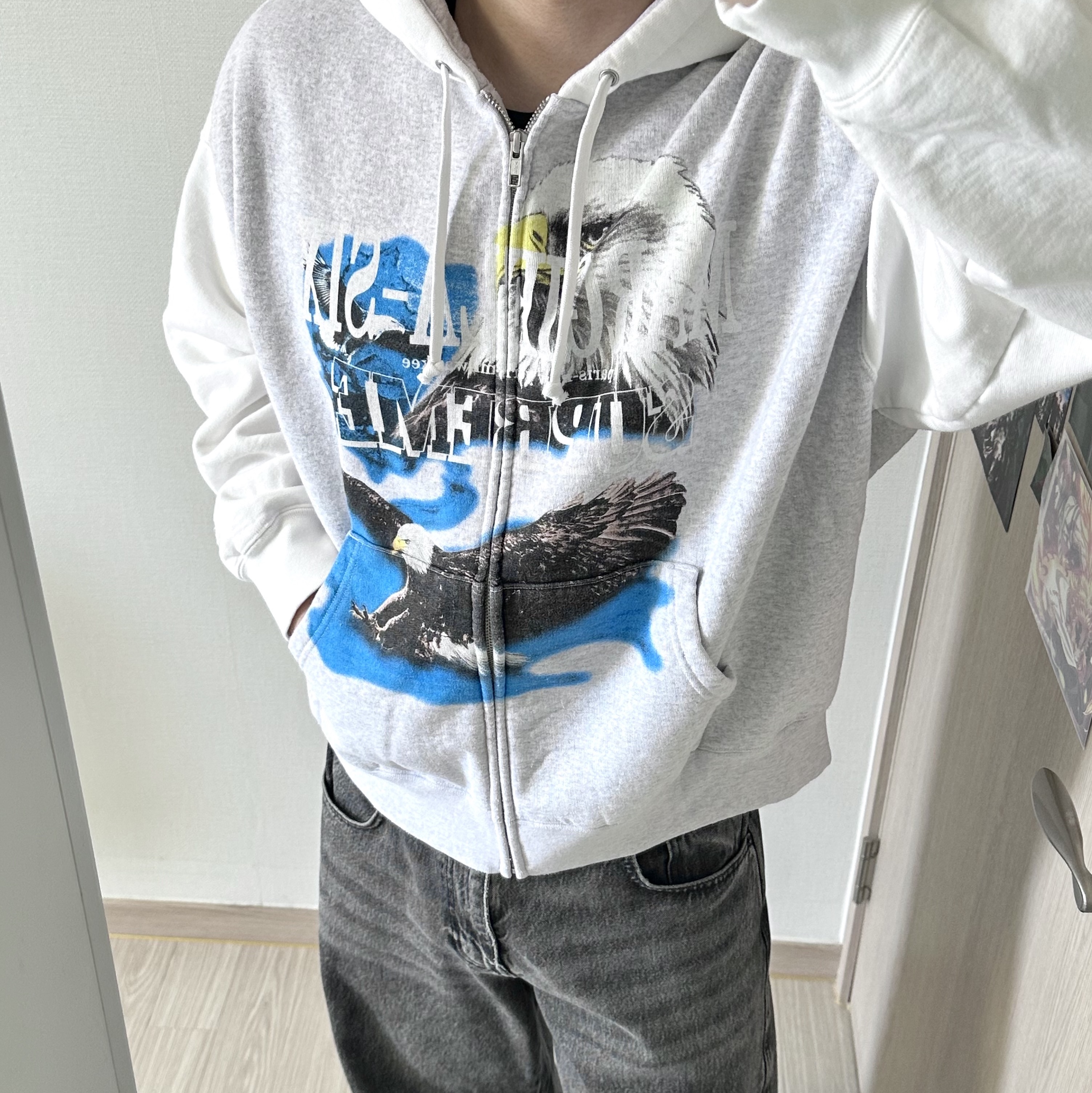 Supreme x MM6 Maison Margiela Eagle Zip Up Hooded Sweatshirt Ash Grey - 26SS ์ฐฉ์ฉ ์คํ์ผ - 1