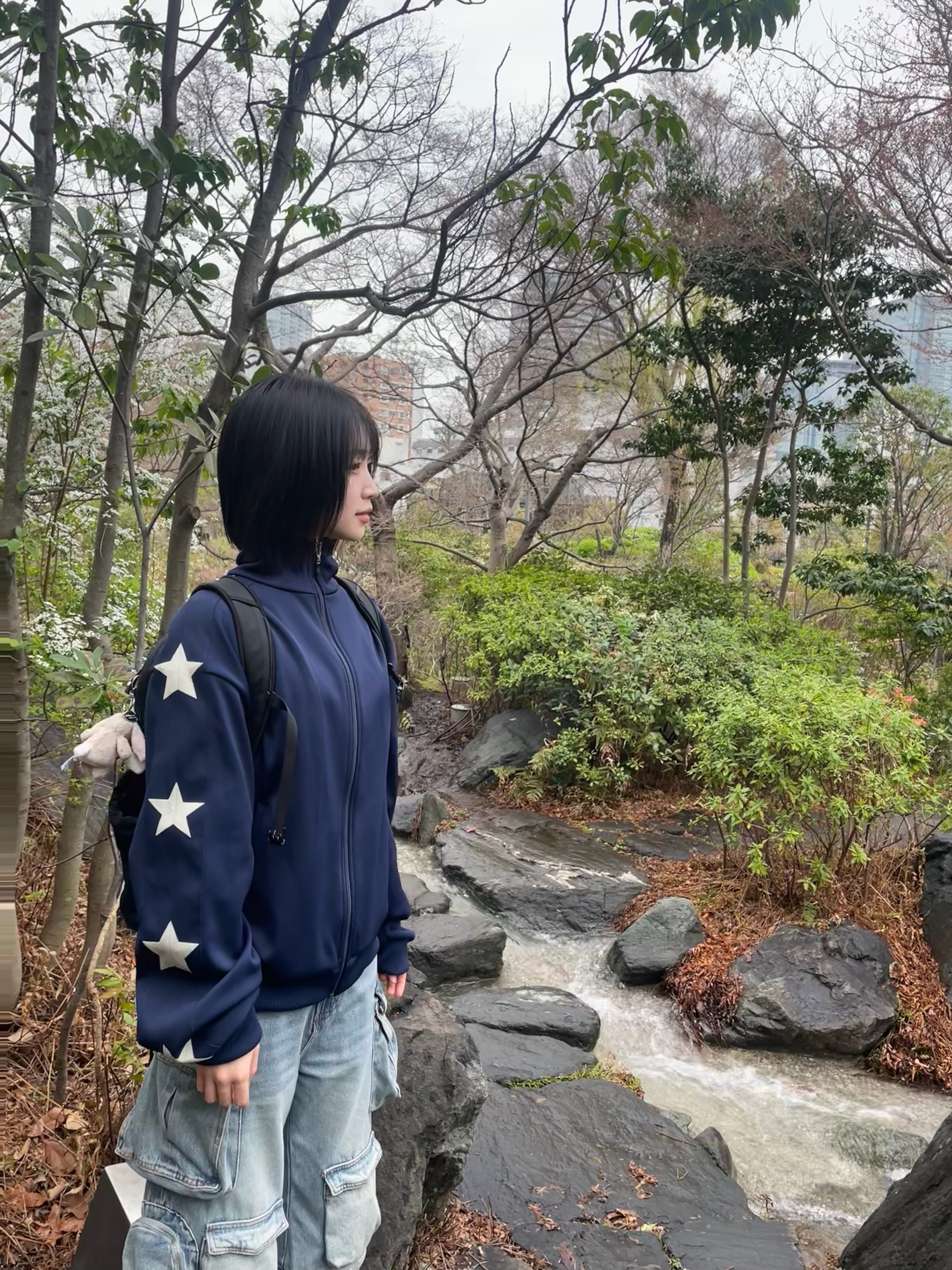 Kapital Smooth Jersey Stuntman & Woman Track Jacket Navy, Arc'teryx Mantis 16 Backpack Black 착용 스타일 - 1