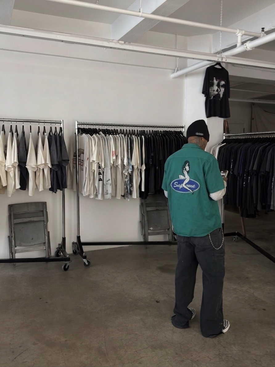 Supreme Rhinestone Pin Up S/S Work Shirt Work Green - 25SS 착용 스타일