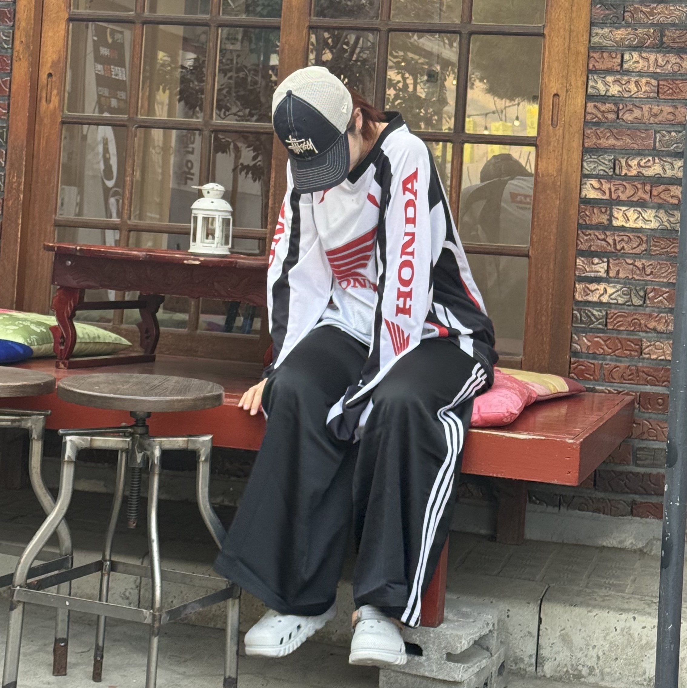Honda Mesh Motorcycle Jersey White 착용 스타일 - 2