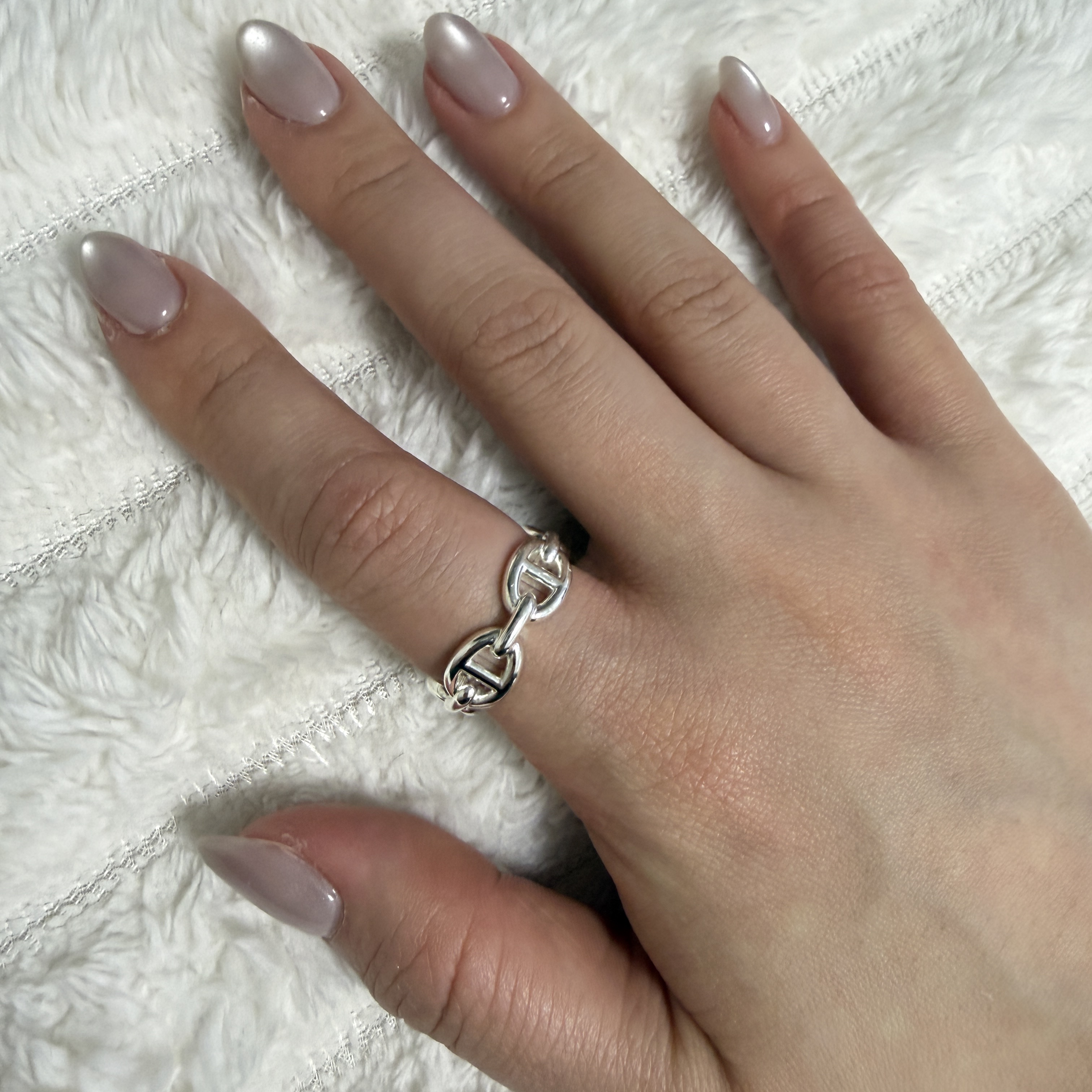 (W) Hermes Small Chaine D'Ancre Enchainee Ring Sterling Silver 착용 스타일 - 1