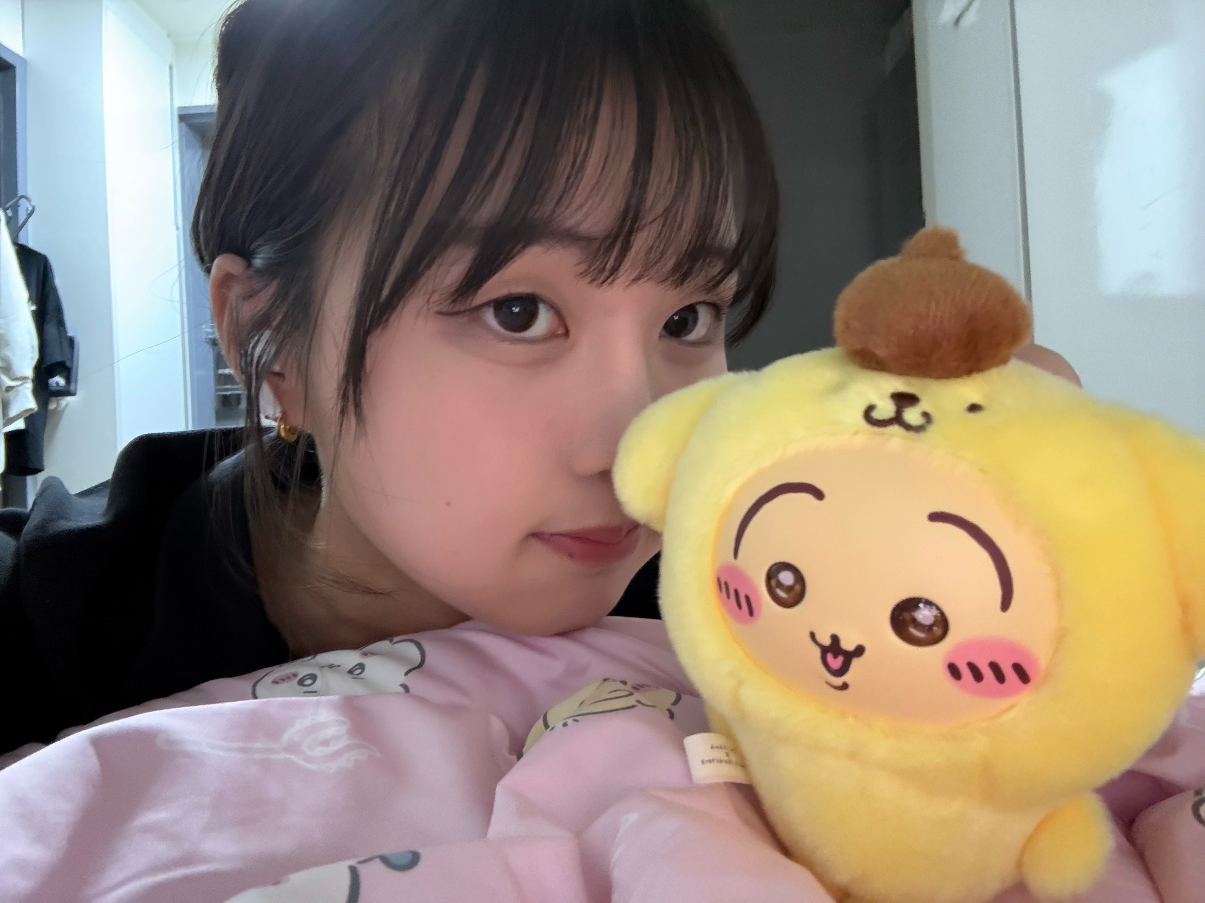 Chiikawa x Sanrio Characters Kiramekko Usagi Pompompurin 착용 스타일 - 1