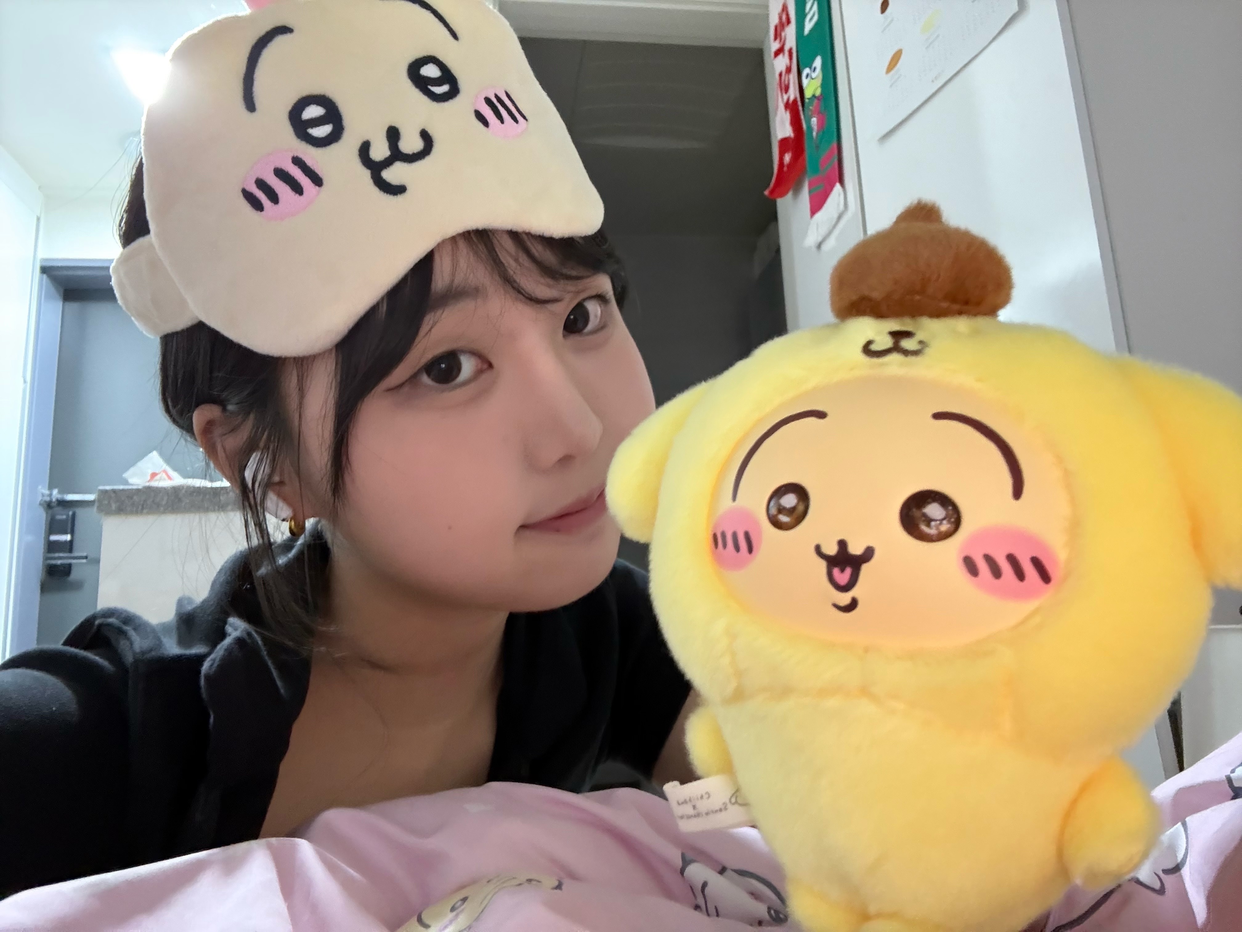 Chiikawa x Sanrio Characters Kiramekko Usagi Pompompurin 착용 스타일 - 2
