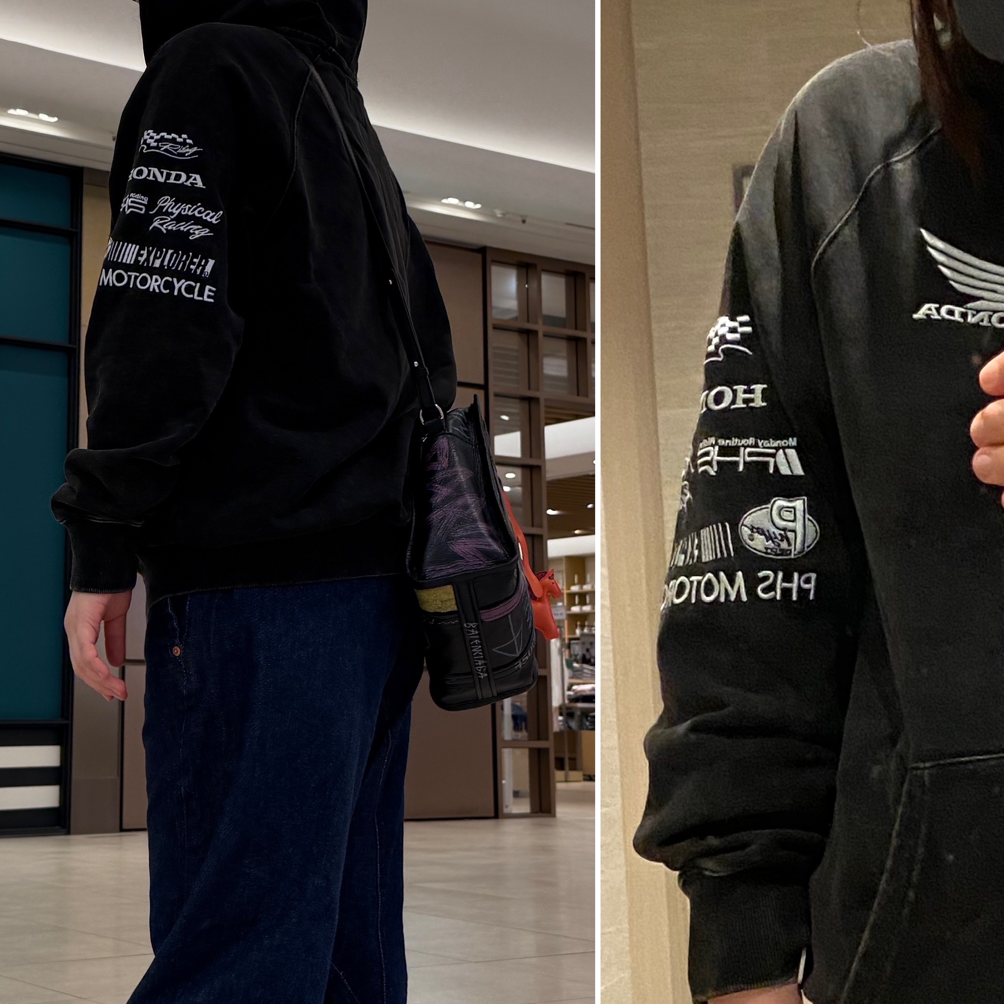 Levi's 578 Baggy Jeans Dark Wash, Honda Racing Hoodie Cap Zip-up_Black 착용 스타일