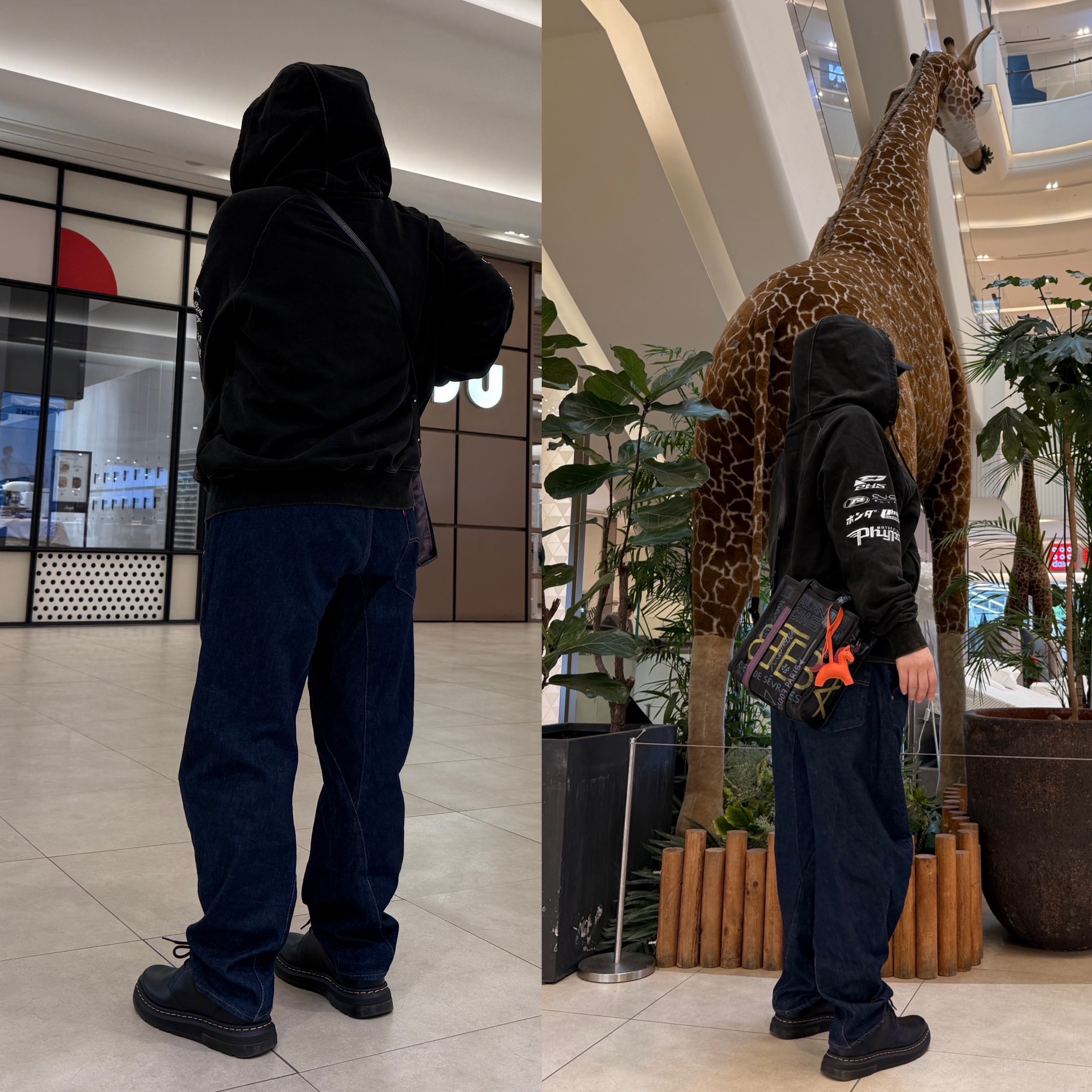 Honda Racing Hoodie Cap Zip-up_Black, Balenciaga Graffiti Bazaar XS Bag 착용 스타일