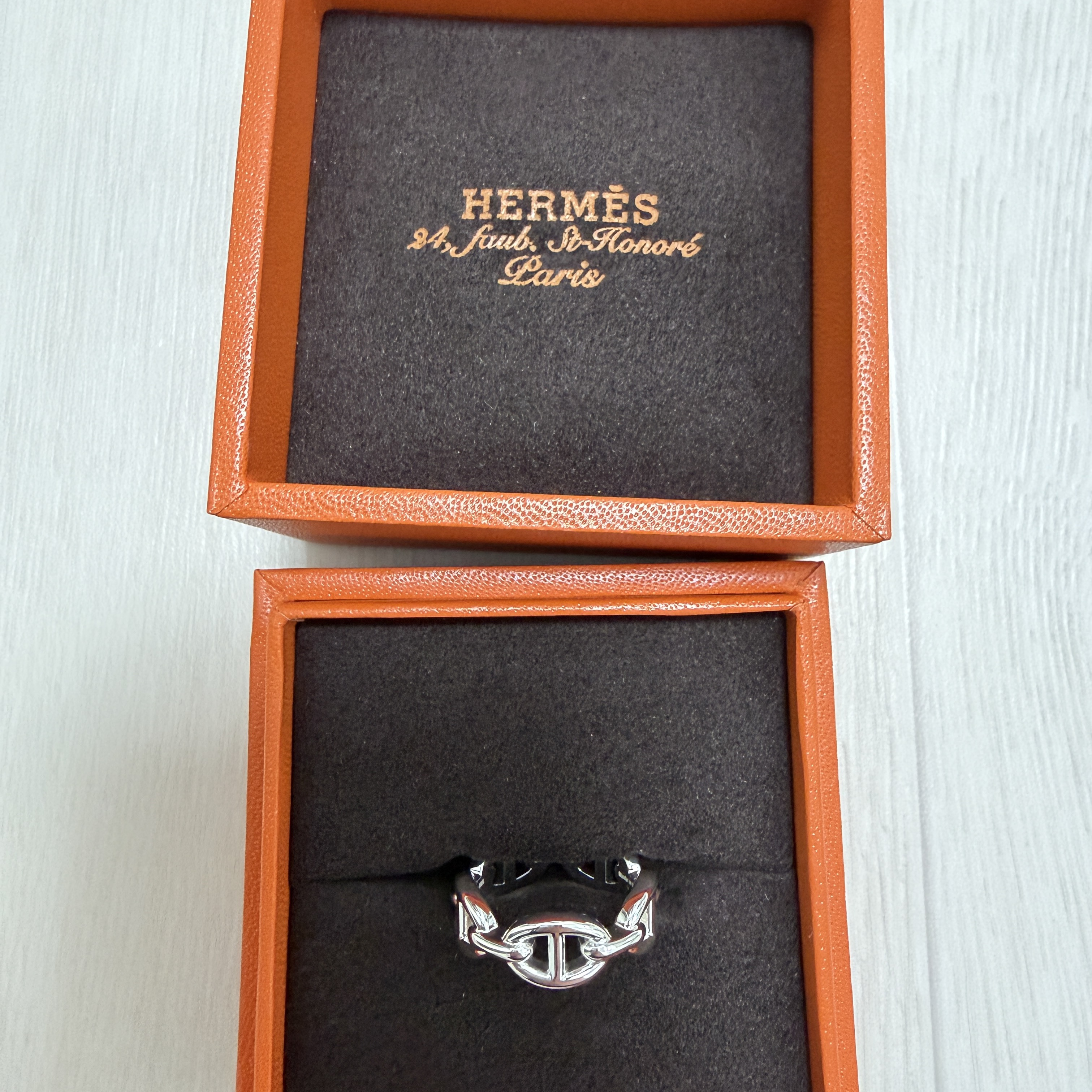 (W) Hermes Small Chaine D'Ancre Enchainee Ring Sterling Silver 착용 스타일 - 2