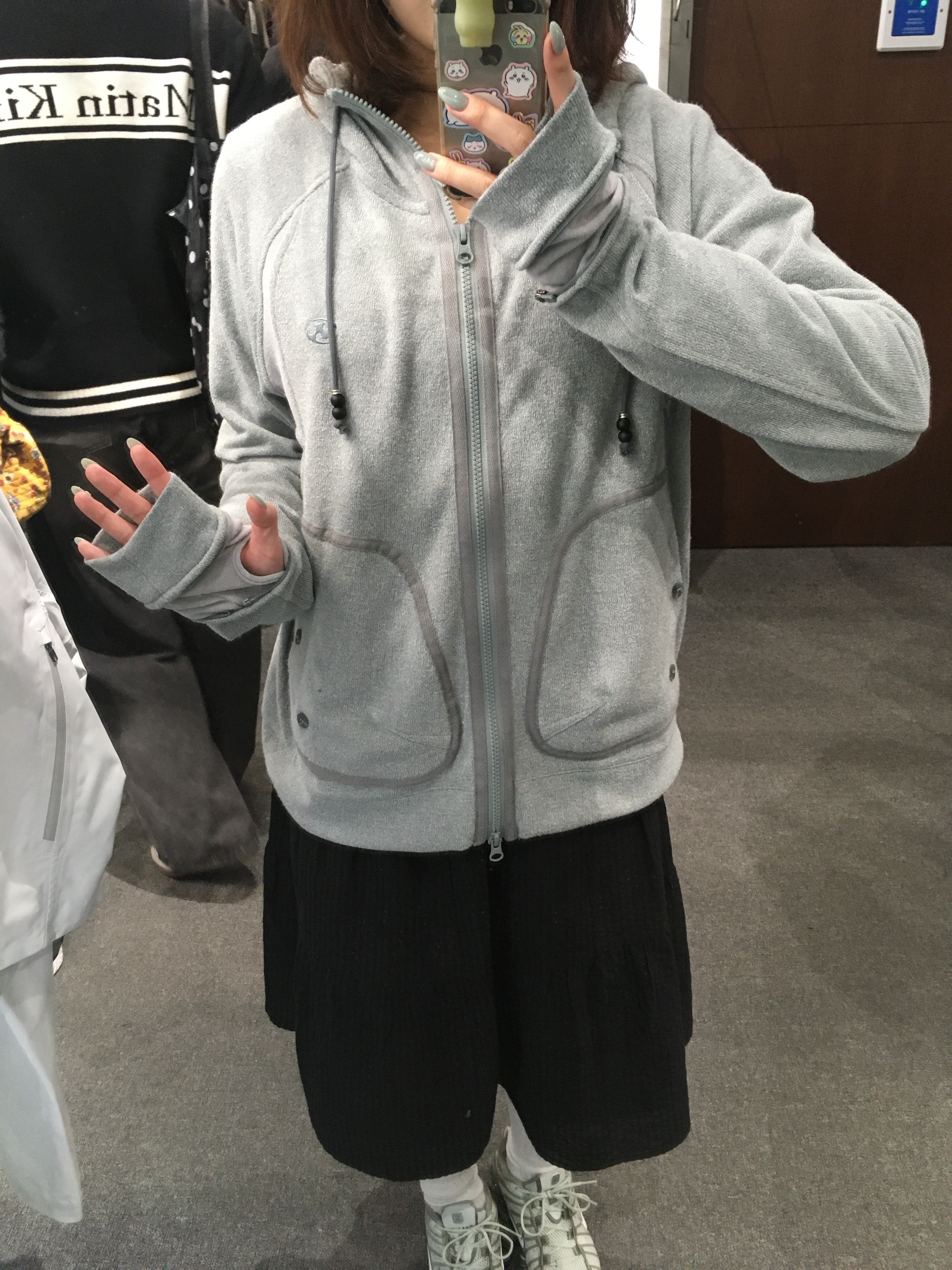 Sansan Gear Kapas Knit Zip-Up Mint 착용 스타일 - 2