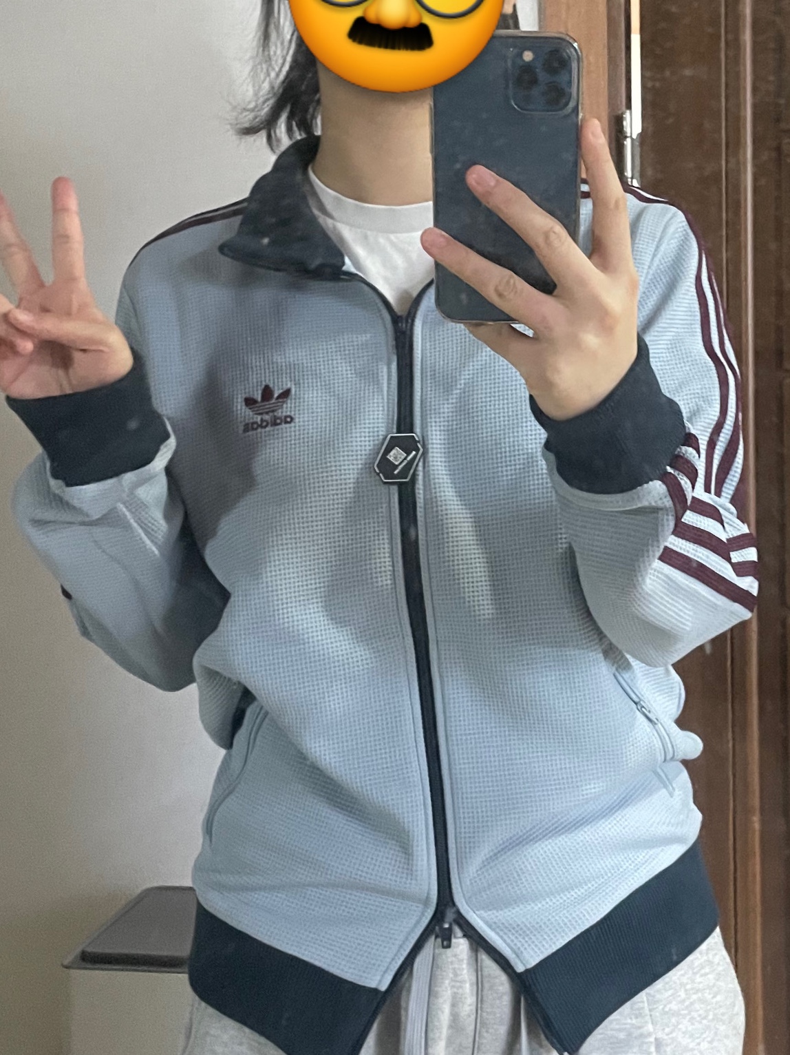 Adidas Originals Track Top Light Grey - KR Sizing 착용 스타일