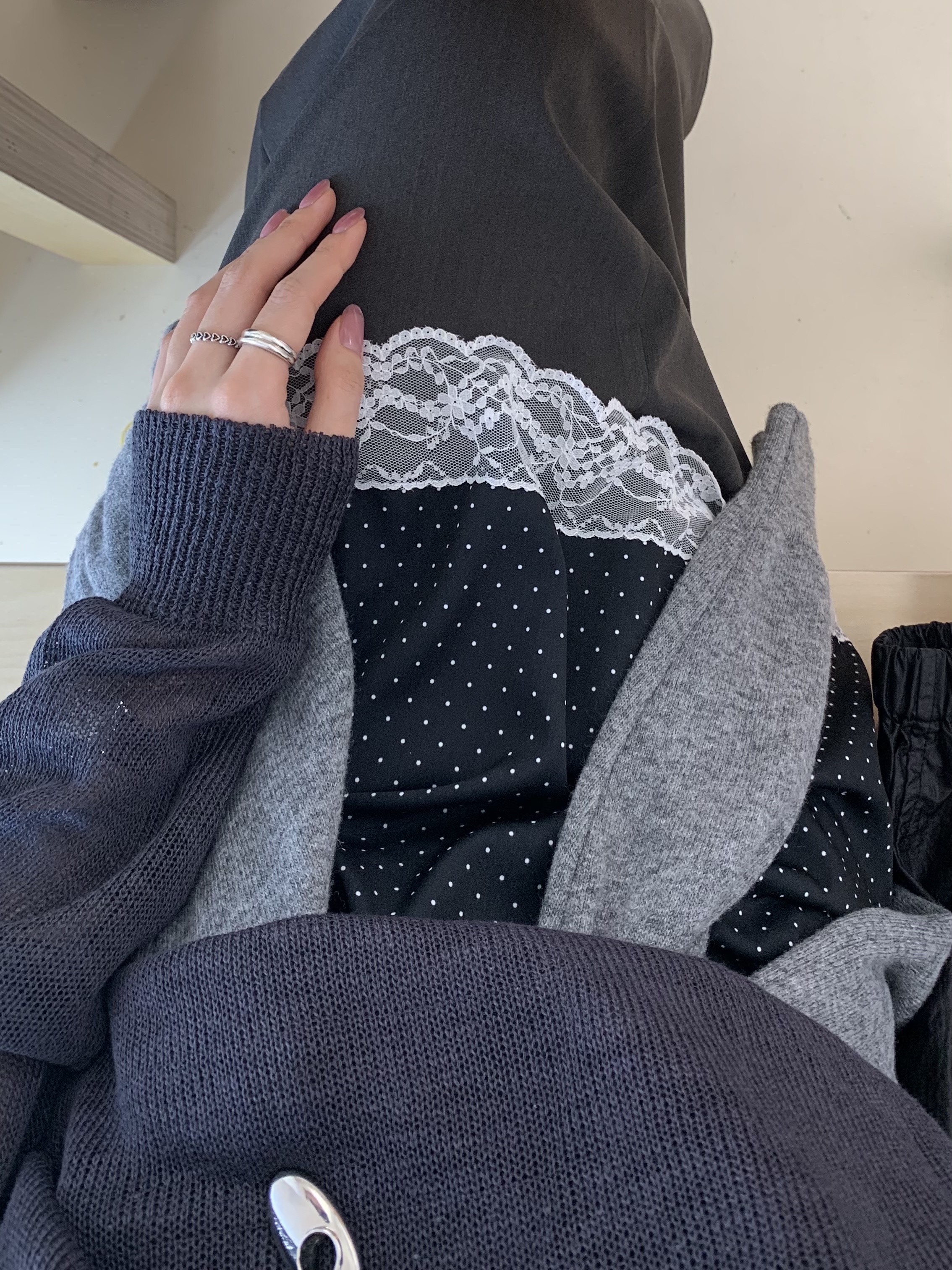 (W) Pandora Openwork Heart Ring Sterling Silver, Byweekend Double Baby Ring Silver 착용 스타일 - 1