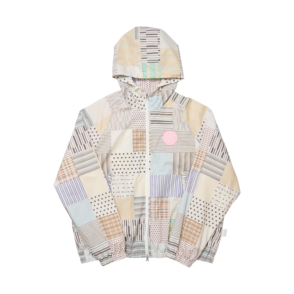 고트 패치워크 그래픽 후디 점퍼 베이지(GORT Patchwork Graphic Hoodie Jumper Beige)
