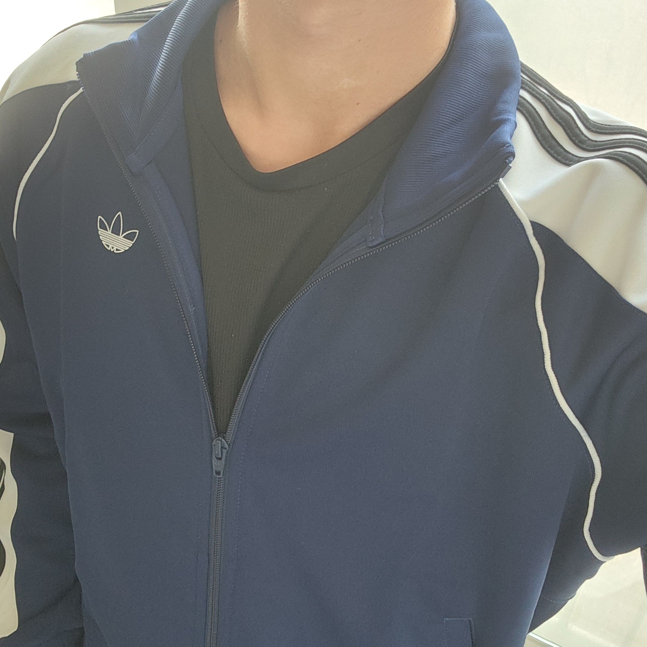 Adidas Tyshawn Track Jacket Dark Blue White - KR Sizing 착용 스타일 - 1