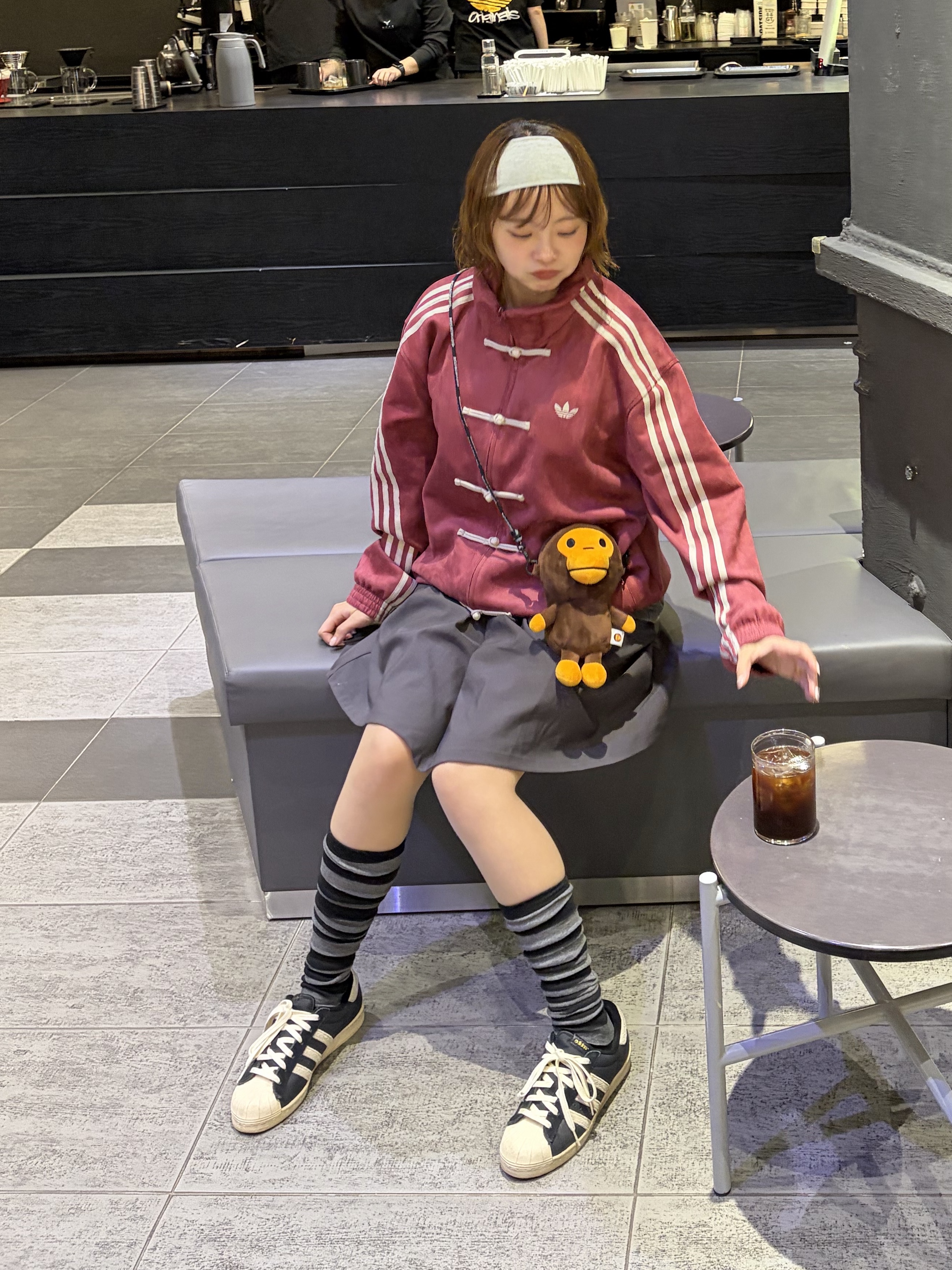 Adidas New Chinese Style Track Top Collegiate Burgundy - KR Sizing, Adidas Superstar 82 Black White 착용 스타일 - 3