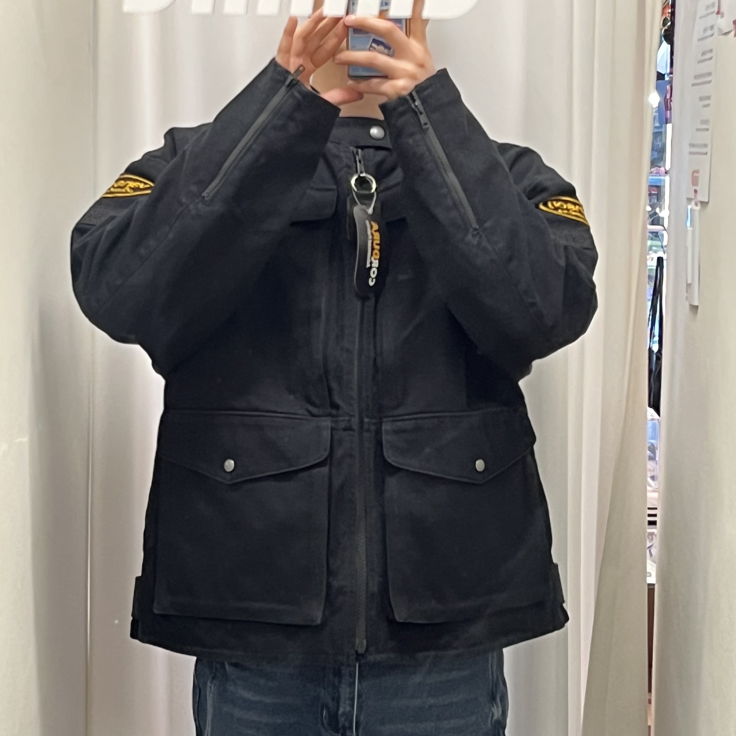 Supreme x Vanson Leathers Cordura Jacket Black - 26SS, Supreme Piping Zip Up Hooded Sweatshirt Red - 25FW 착용 스타일 - 2