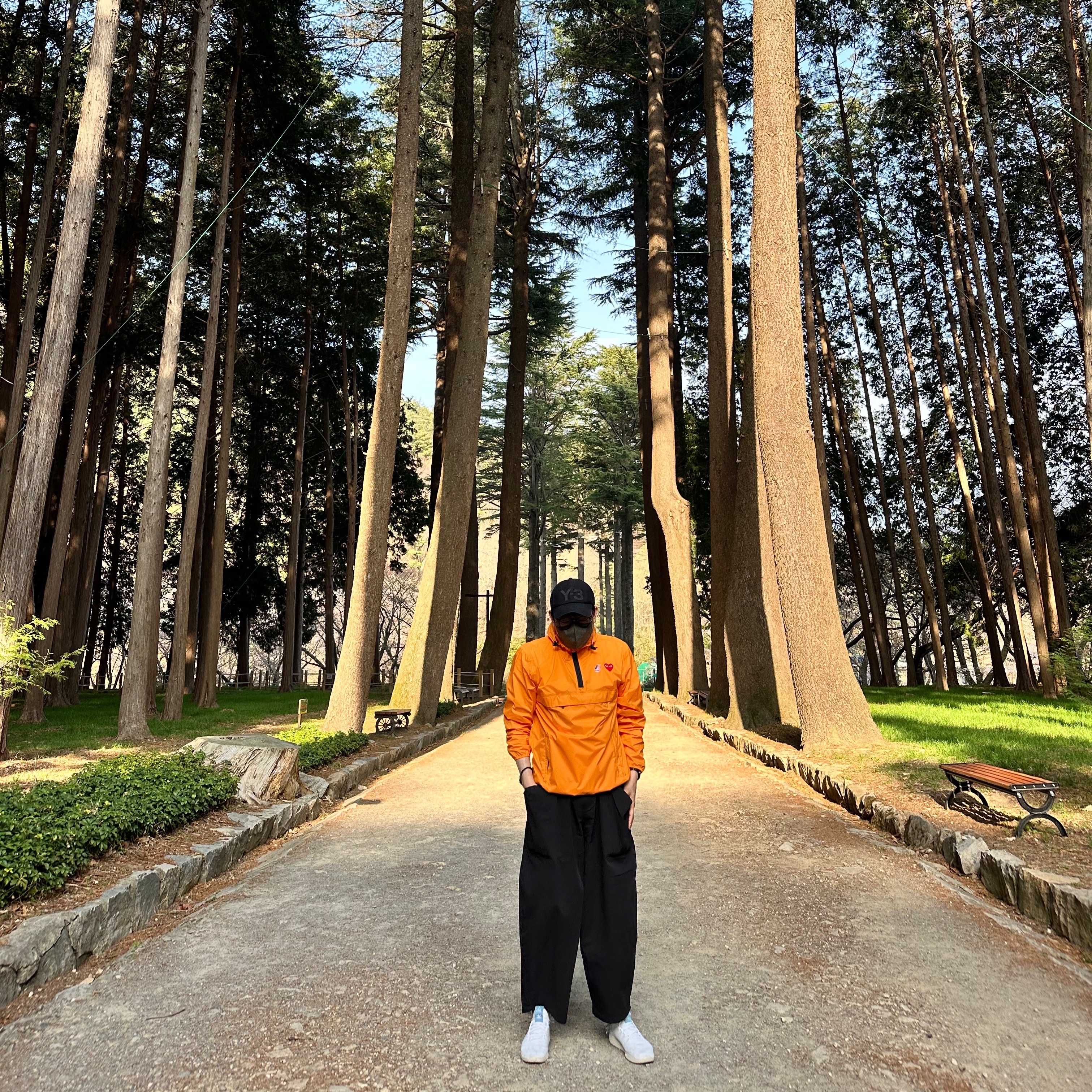 Y-3 Classic Logo Cap Black, Play Comme des Garcons x K-Way Half Zip Jacket Orange 착용 스타일