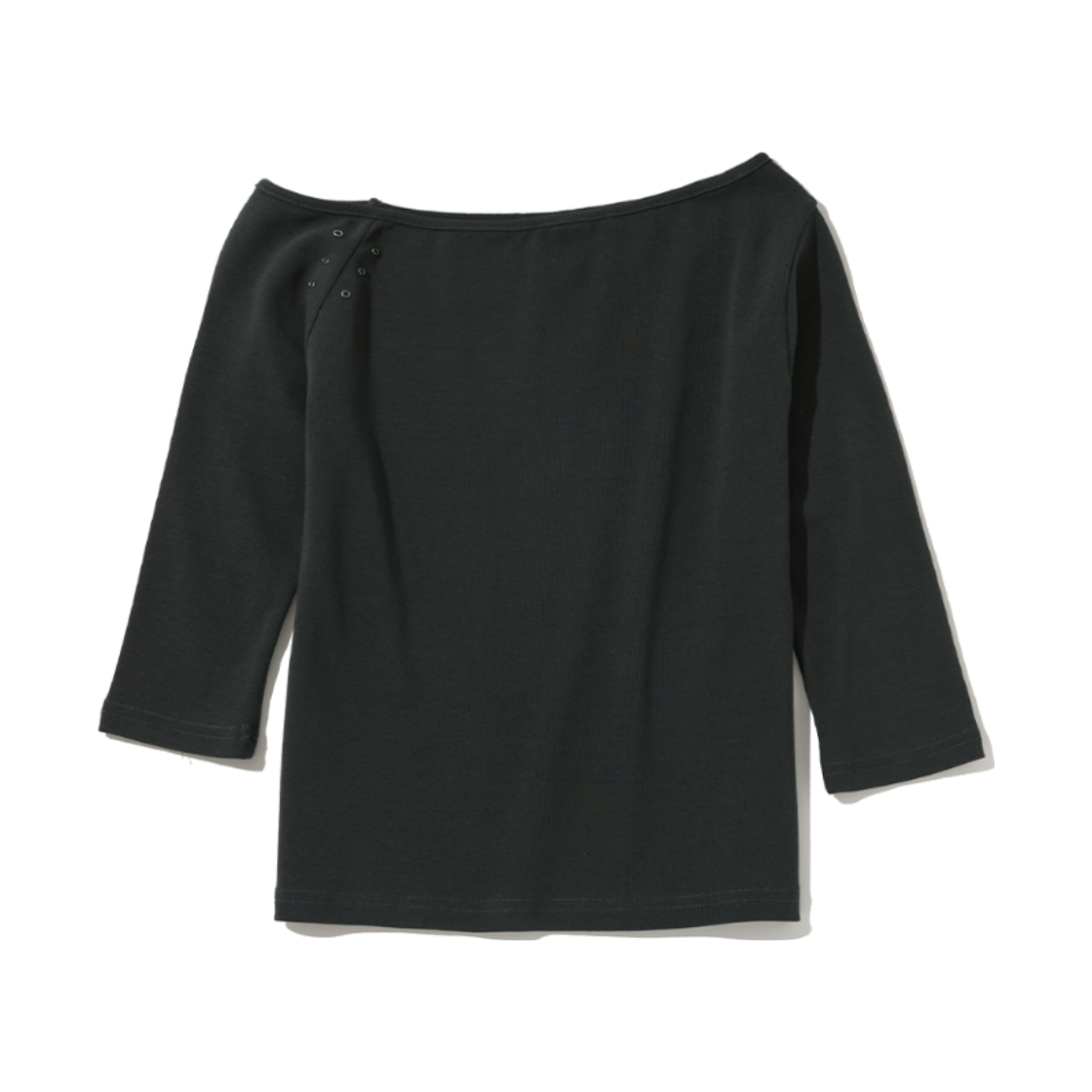 R26SEYLS001 ROMANTINUER One-Shoulder Eyelet Sleeve T-Shirt Charcoal