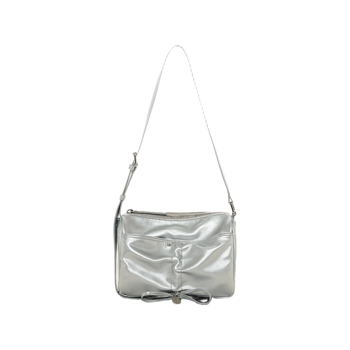 MK2634BG019MSV Matin Kim Front Shirring Ribbon Mini Bag In Silver