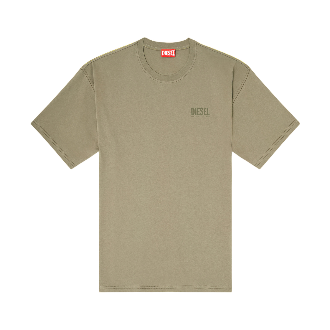 A199850AGRI-5KW Diesel T-Boxt-V8 Relaxed T-Shirt with Back Camo Print Military Green