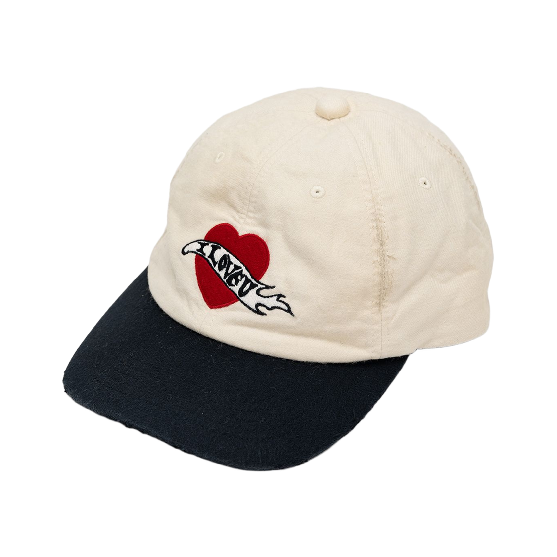 카미야 x CA4LA 아이 러브 유 디스트레스드 캡 블랙(Kamiya x CA4LA I Love U Distressed Cap Black)