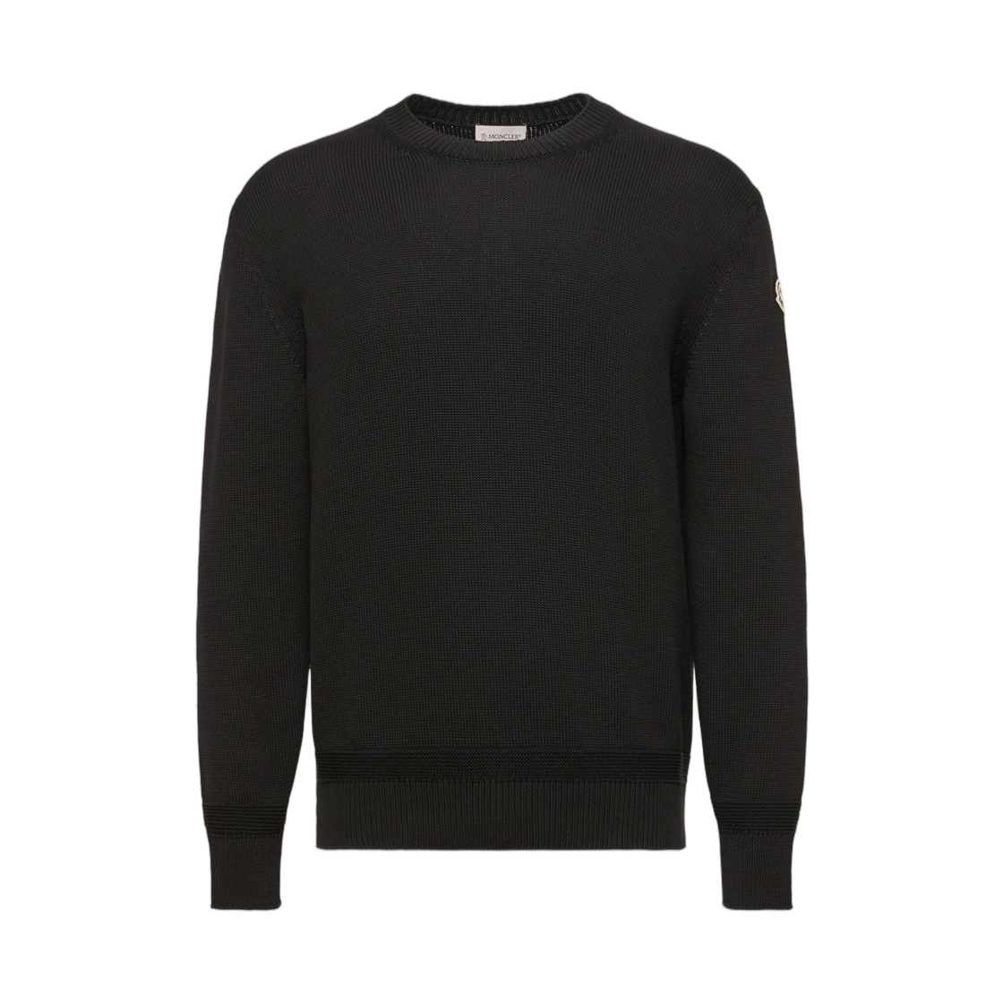 L1-091-9C00014-M1367-999 Moncler Logo Patch Cotton Sweater Black - 26SS