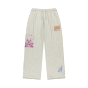(W) Matin Kim Sketch Graffiti Waffle Pants In Light Beige