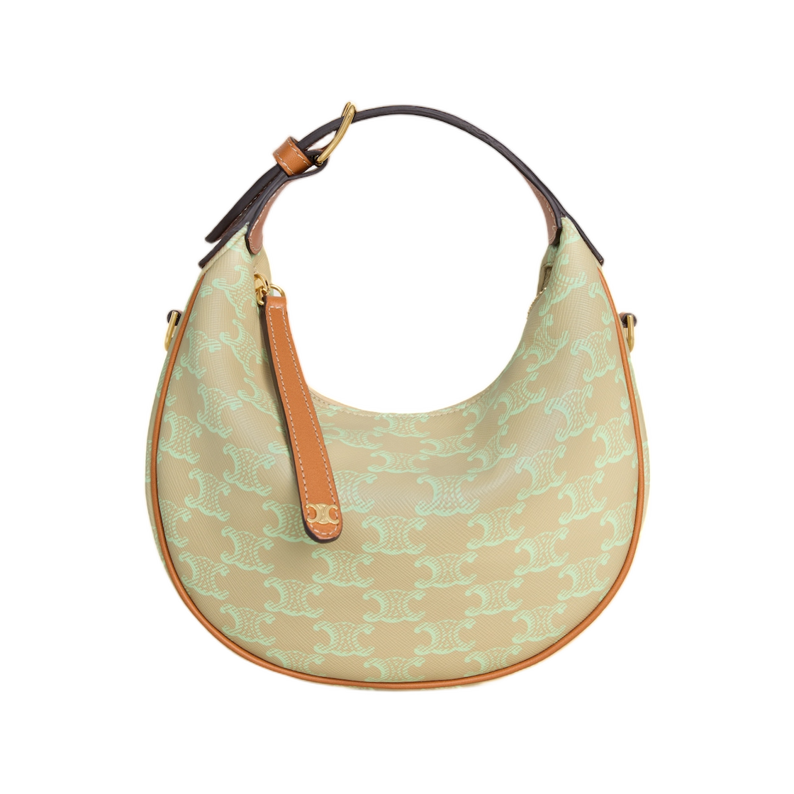 120723H85-GJQ4 Celine Teen Lulu in Triomphe Canvas Sand Castle Soft Lime