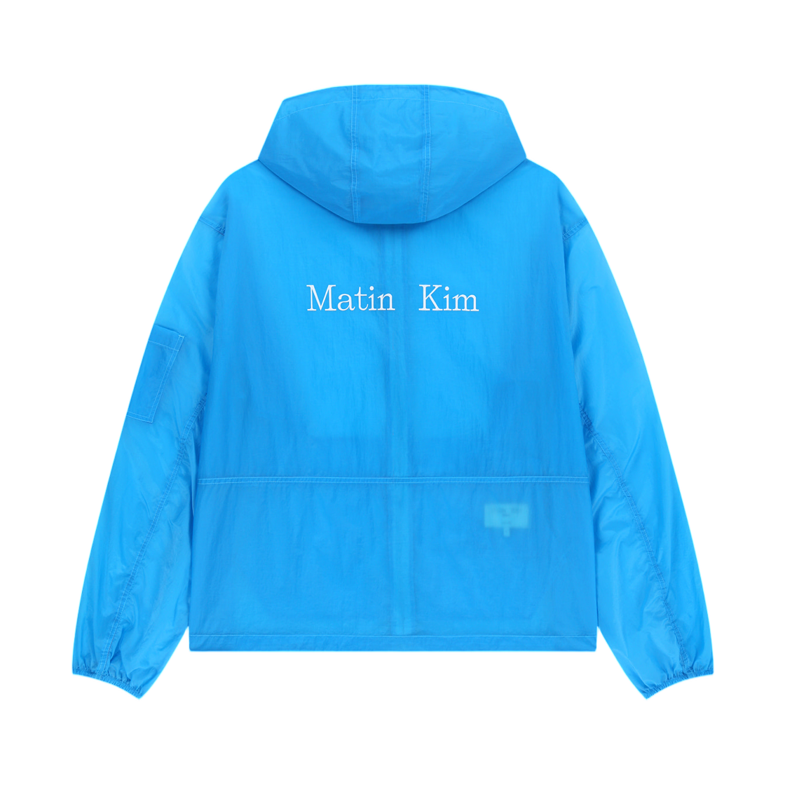 마뗑킴 백 로고 후디 윈드브레이커 블루(Matin Kim Back Logo Hoody Windbreaker In Blue) - 2