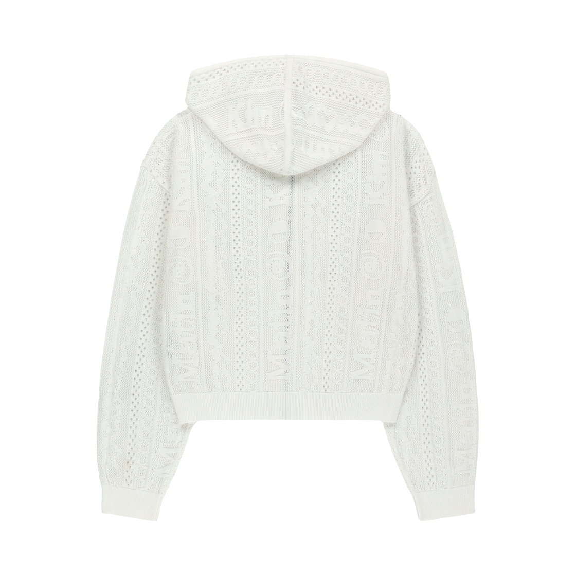 (W) 마뗑킴 메쉬 로고 니트 후디 집업 화이트((W) Matin Kim Mesh Logo Knit Hoody Zip Up In White) - 2