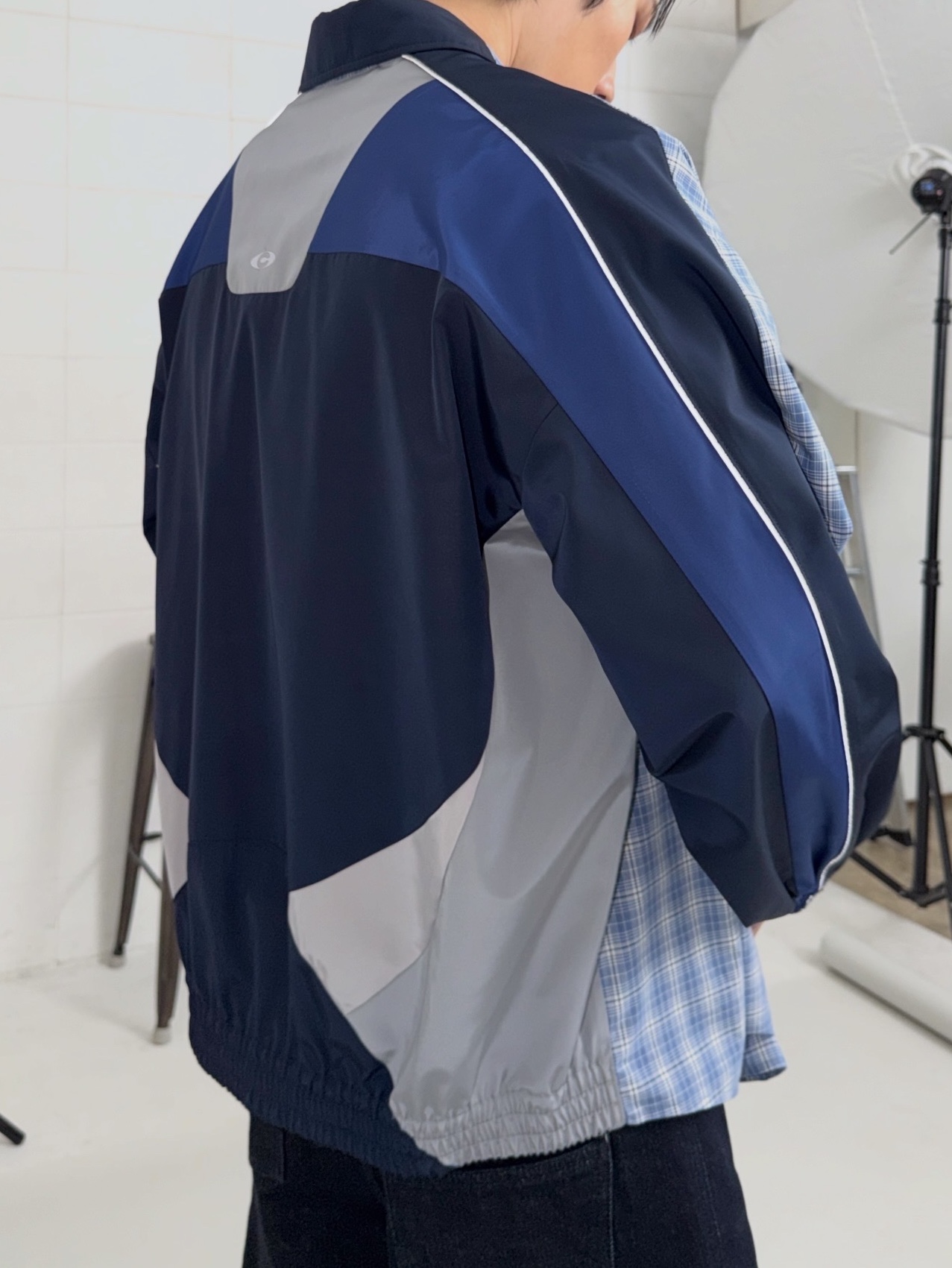 CSC Hybrid Tracksuit Shirt Blue, CSC Over Draped Denim Pants Raw 착용 스타일 - 1