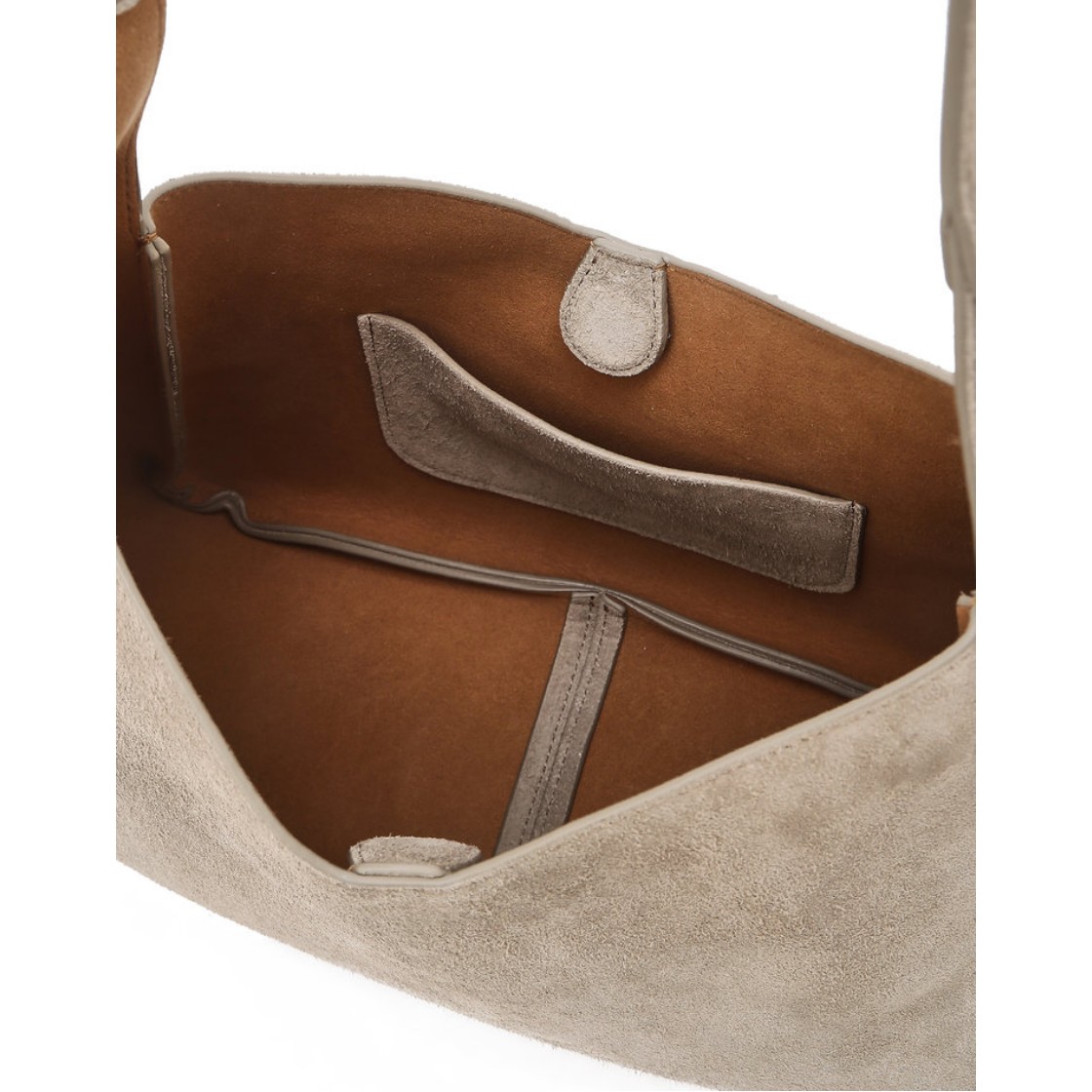 아떼 바네사브루노 액세사리 베이지 스웨이드 마롱 호보백 M 실버장식 다크 베이지(Athe Vanessabruno Acc Maron Beige Suede Maron Hobo Bag M Silver Hardware Dark Beige) - 2