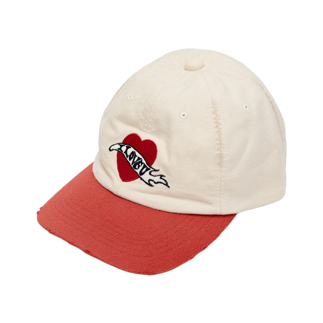 카미야 x CA4LA 아이 러브 유 디스트레스드 캡 오렌지(Kamiya x CA4LA I Love U Distressed Cap Orange)