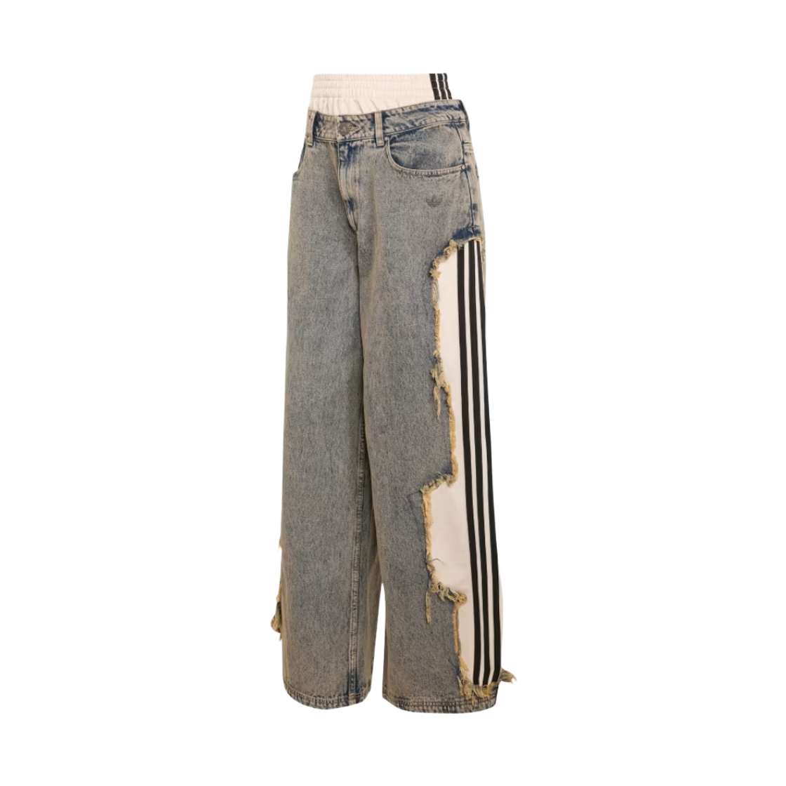 (W) 아디다스 아딜레늄 5.0 디컨스트럭티드 데님 팬츠 초키 브라운 - KR 사이즈((W) Adidas Adilenium 5.0 Deconstructed Denim Pants Chalky Brown - KR Sizing)