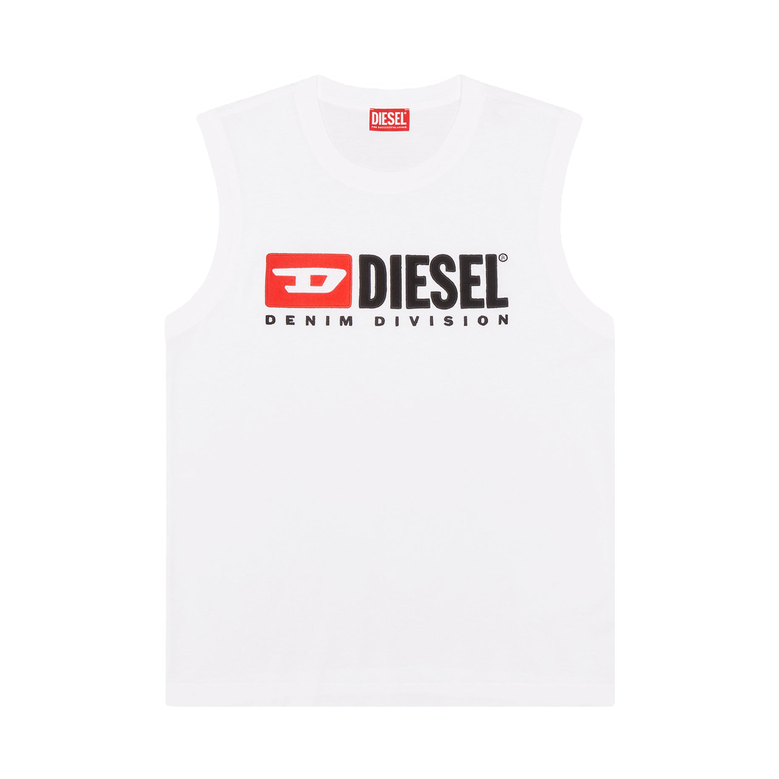 디젤 T-Isco-Div 체스트 로고 프린트 탱크 탑 화이트(Diesel T-Isco-Div Tank Top with Chest Logo Print White)