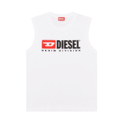 Diesel T-Isco-Div Tank Top with Chest Logo Print White