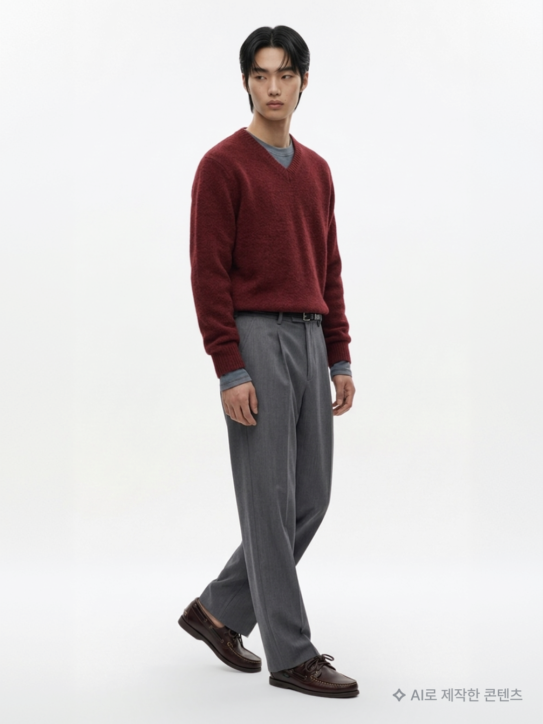 Noun Crop V Neck Knit Sky Blue, CDG Long Sleeve T-Shirt Black Stripe Black 착용 스타일 - 3