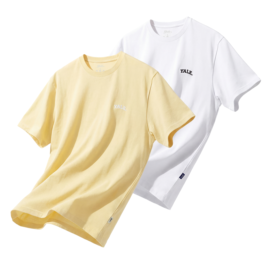 예일 [2PACK] 쿨코튼 스몰아치 티셔츠_옐로우/화이트(Yale [2PACK] Cool Cotton Small Arch T-Shirt_Yellow/White)