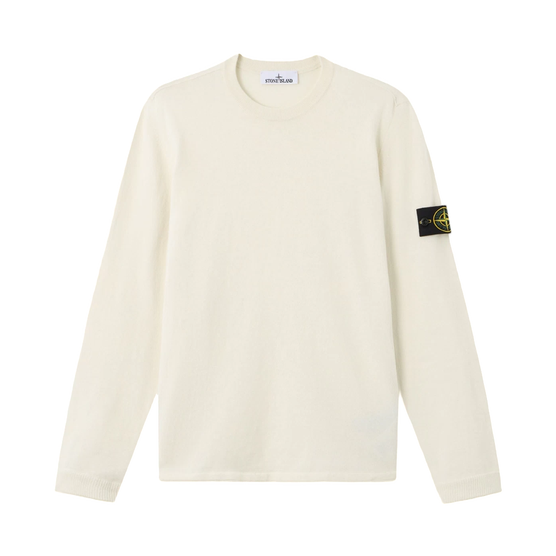L1S1551000-62S00B9-V0093 Stone Island 5100062 Light Raw Hand Organic Cotton Regular-Fit Crewneck Jumper with Rolled Edges Ivory - 26SS