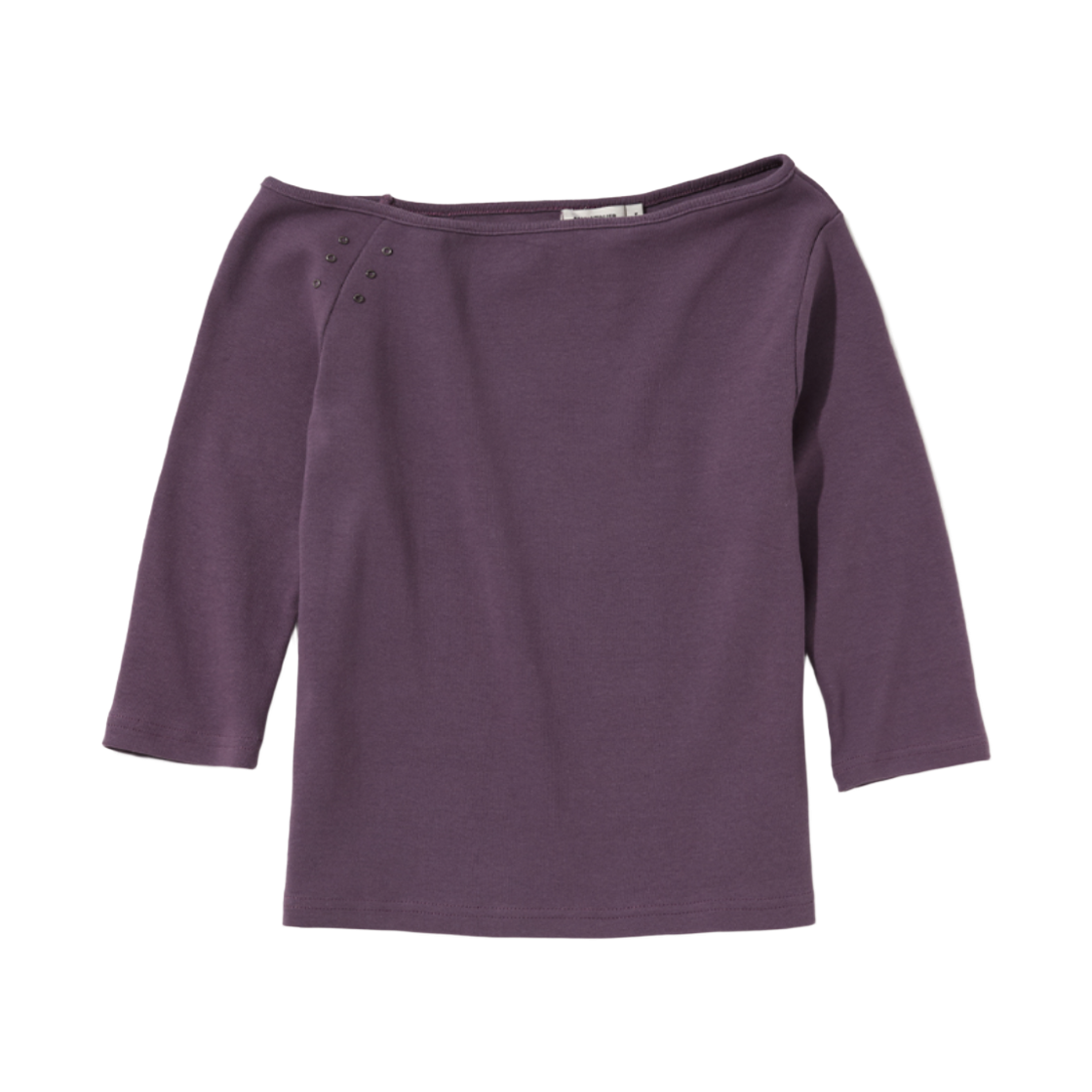 R26SEYLS001 ROMANTINUER One-Shoulder Eyelet Sleeve T-Shirt Deep Purple
