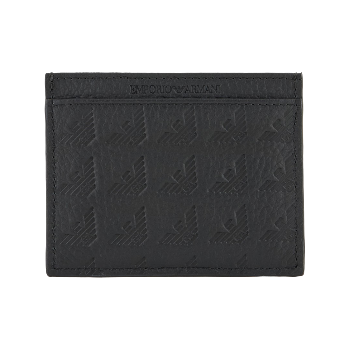 엠포리오 아르마니 올오버 엠보스 이글 레더 카드 홀더 블랙(Emporio Armani Leather Card Holder with Allover Embossed Eagle Black) - 2