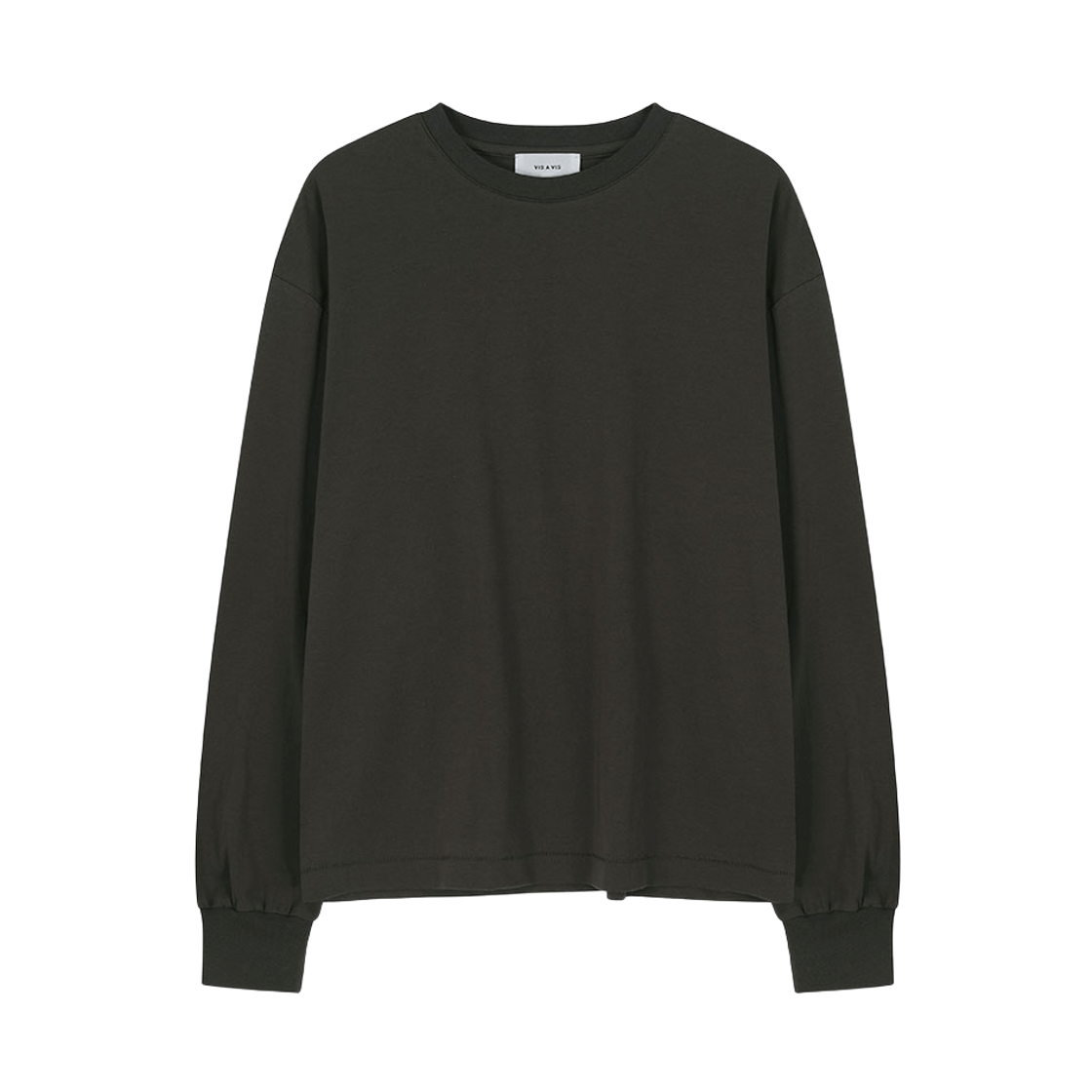 비자비 롱 슬리브드 티셔츠 인 코튼 더블 저지 거즈 다크 그레이(VIS A VIS Long Sleeved Tee Shirt In Cotton Double Jersey Gause Dark Gray)
