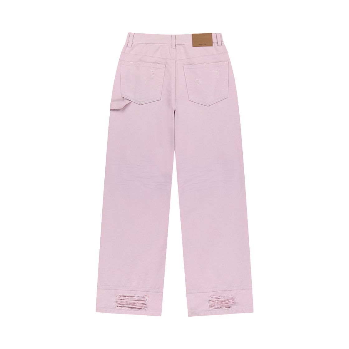 (W) 마뗑킴 디스트로이드 컬러 다잉 데님 팬츠 핑크((W) Matin Kim Destroyed Color Dyeing Denim Pants In Pink) - 2
