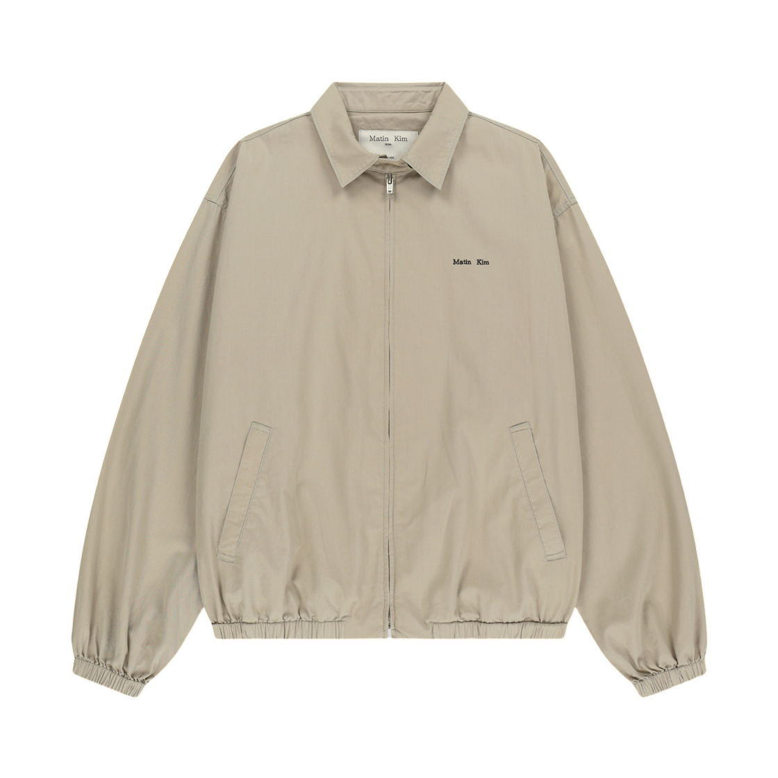 마뗑킴 스몰 로고 코튼 집업 점퍼 라이트 베이지(Matin Kim Small Logo Cotton Zip Up Jumper In Light Beige) - 1