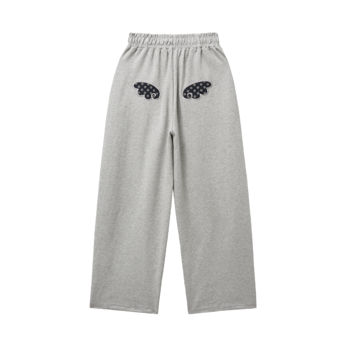 슬릭글로우 엔젤 아플리케 커브드 스웨트 팬츠 그레이(SLEEKGLOW Angel Appliqué Curved Sweat Pants Gray)