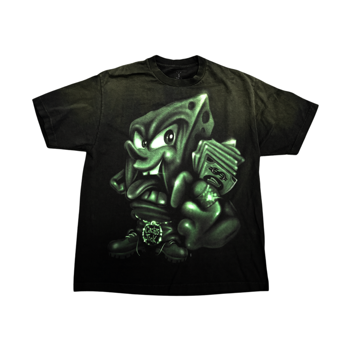 트래비스 스캇 캑터스 잭 x 스폰지밥 미스터 크랩스 티셔츠 블랙(Travis Scott Cactus Jack x Spongebob Mr Krabs T-Shirt Black) - 1