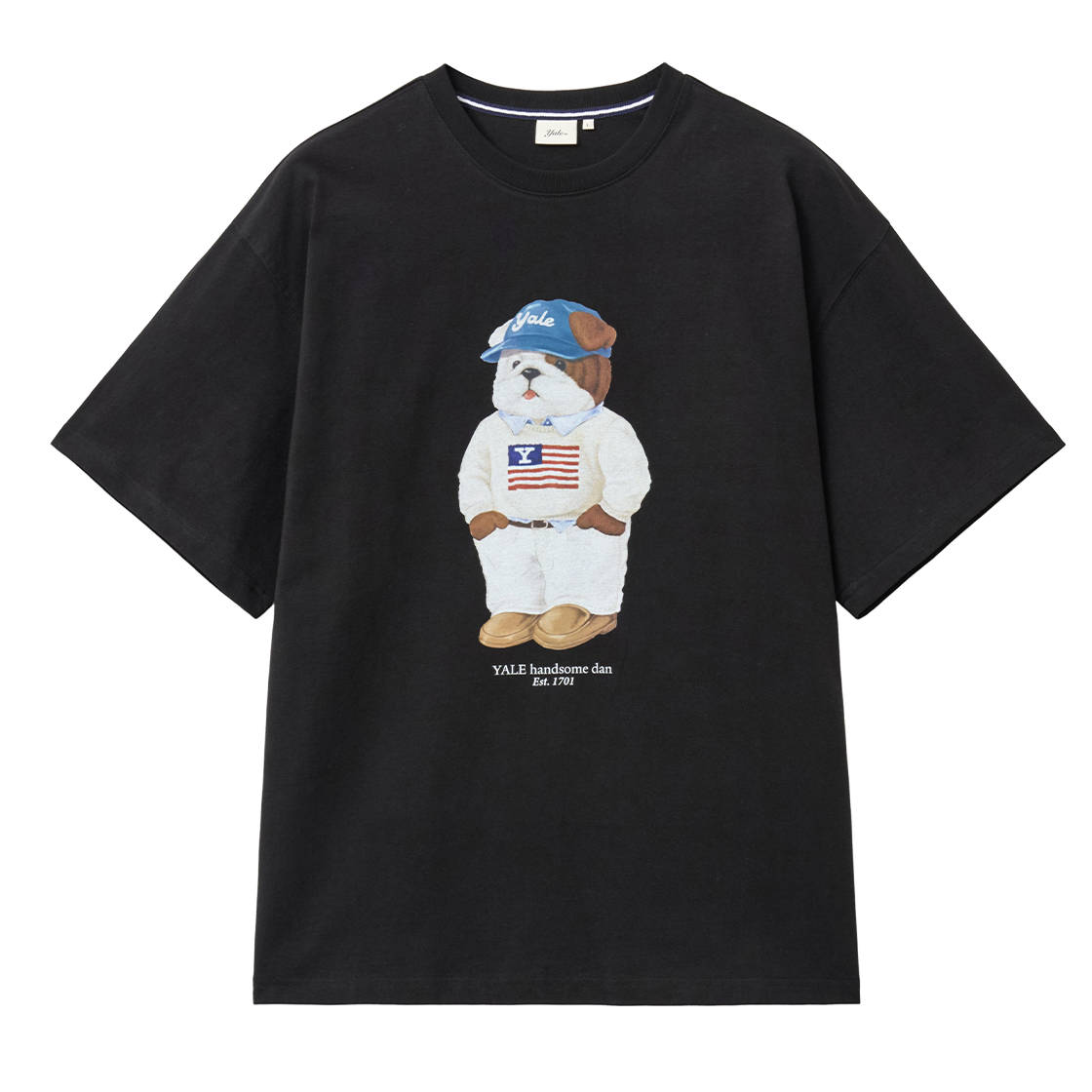 예일 핸섬 댄 볼캡 룩 티셔츠_블랙(Yale Handsome Dan Ball Cap Look T-Shirt_Black)