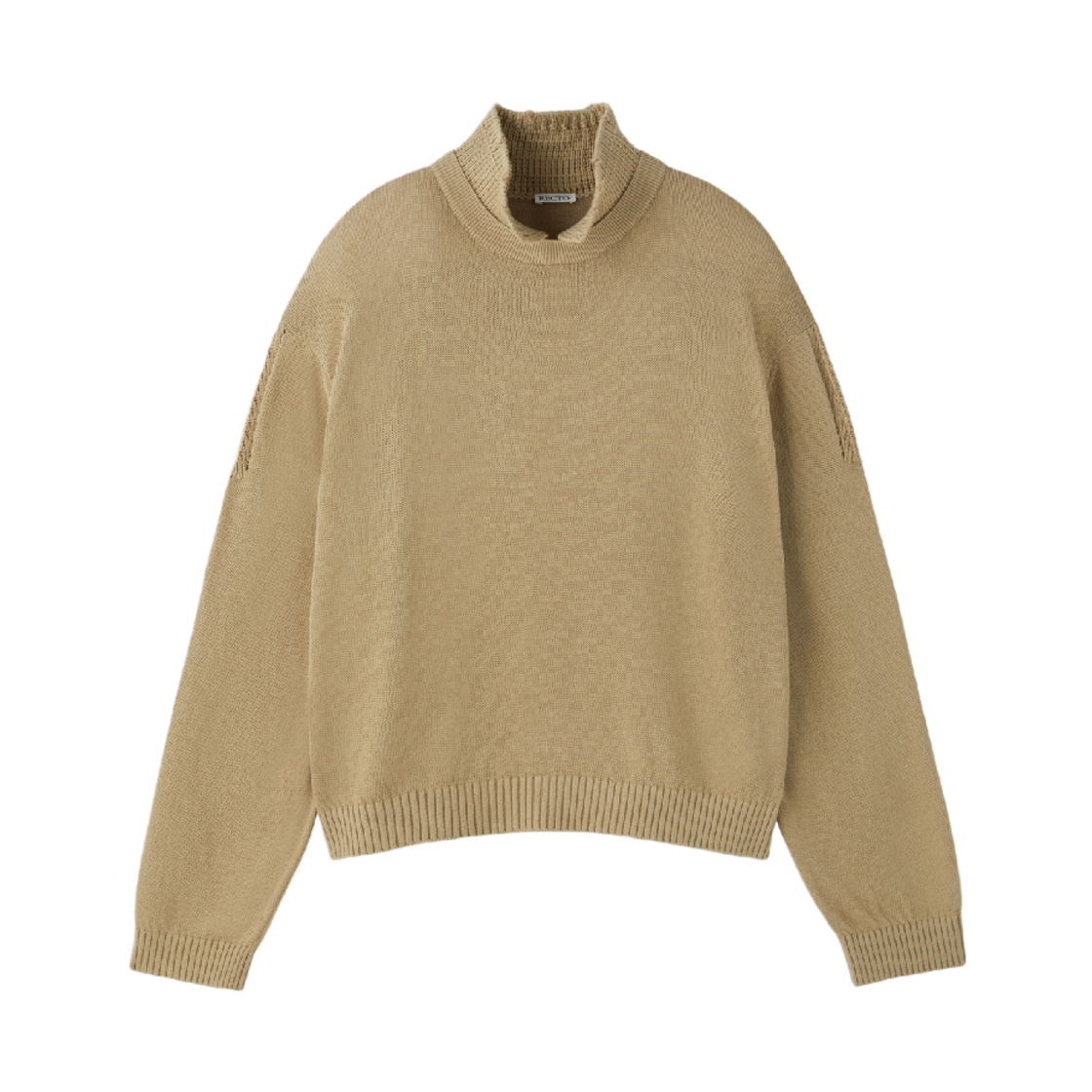 렉토 와플 콜라 니트 탑 베이지 카키(Recto Waffle Collar Knit Top Beige Khaki)