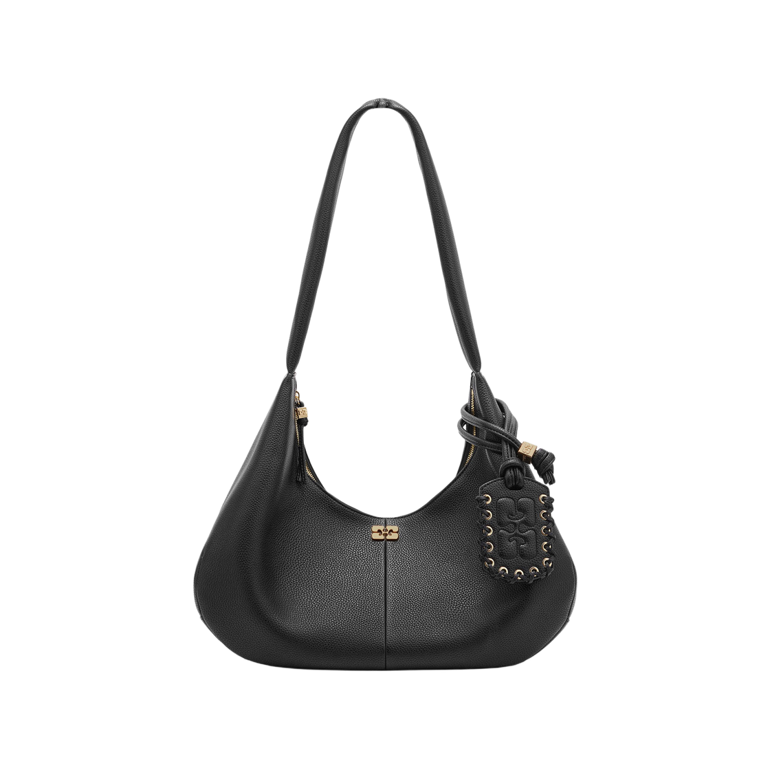 가니 그레인드 미디움 호보백 블랙(Ganni Grained Medium Hobo Bag Black) - 1