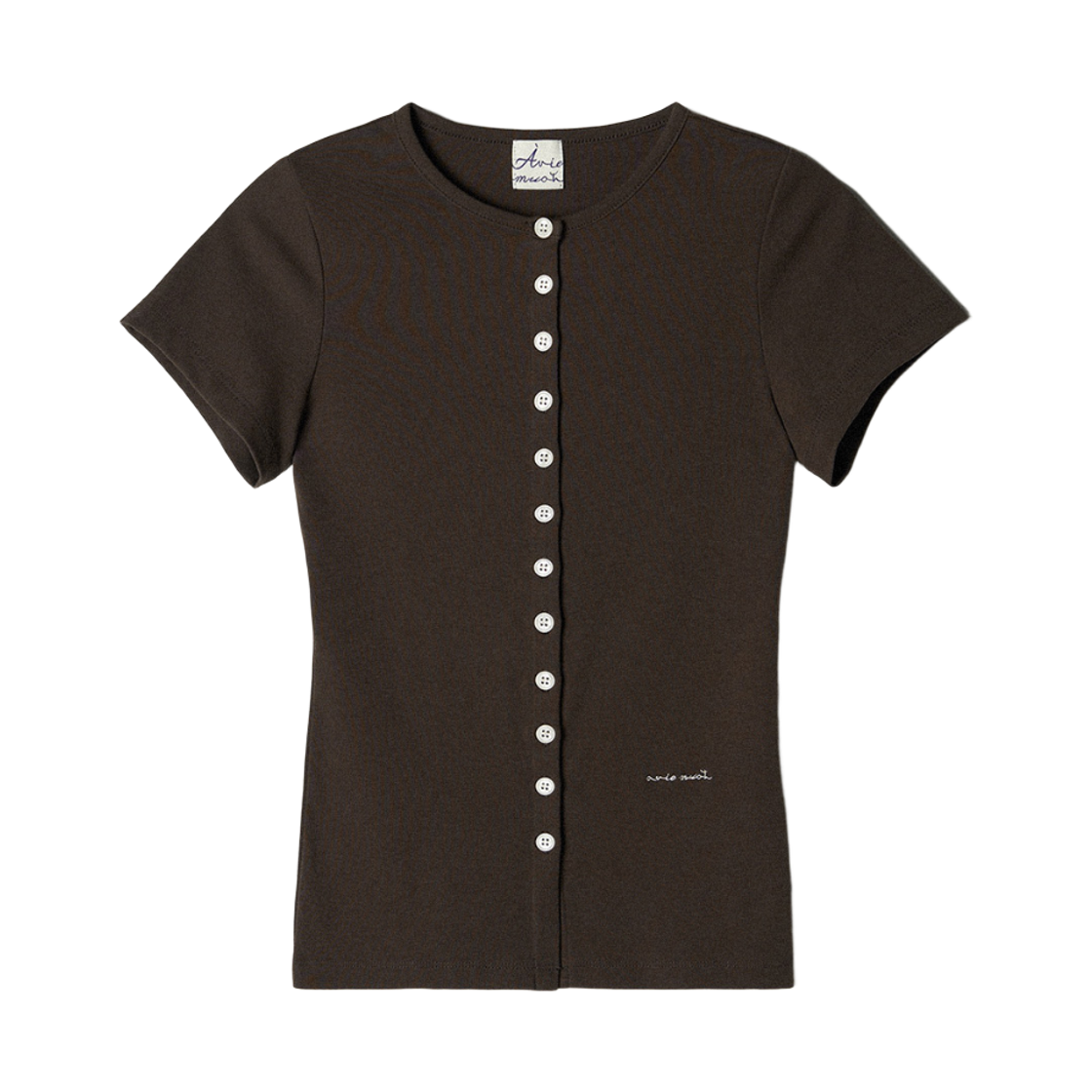 (W) 아비에무아 에센셜 오가닉 코튼 슬림 가디건 브라운((W) Aviemuah Essentials Organic Cotton Slim Cardigan Brown)