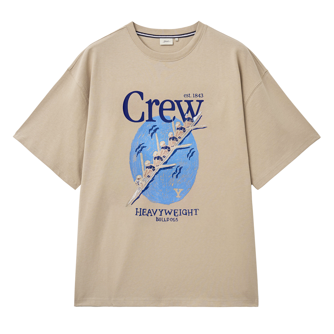 예일 크루 그래픽 티셔츠_베이지(Yale Crew Graphic T-Shirt_Beige)